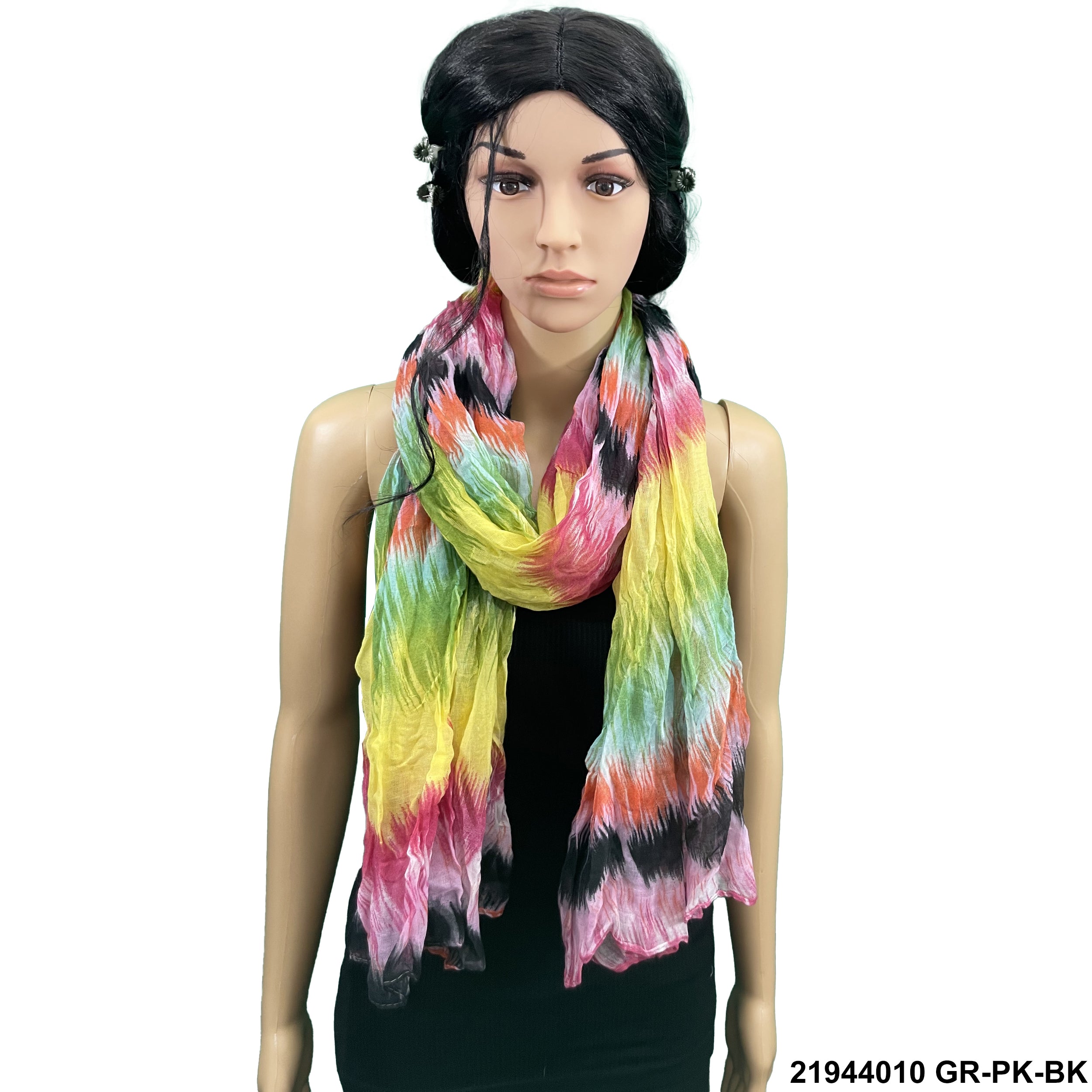 Tie Dye Print Summer Scarf 21944010 GR-PK-BK