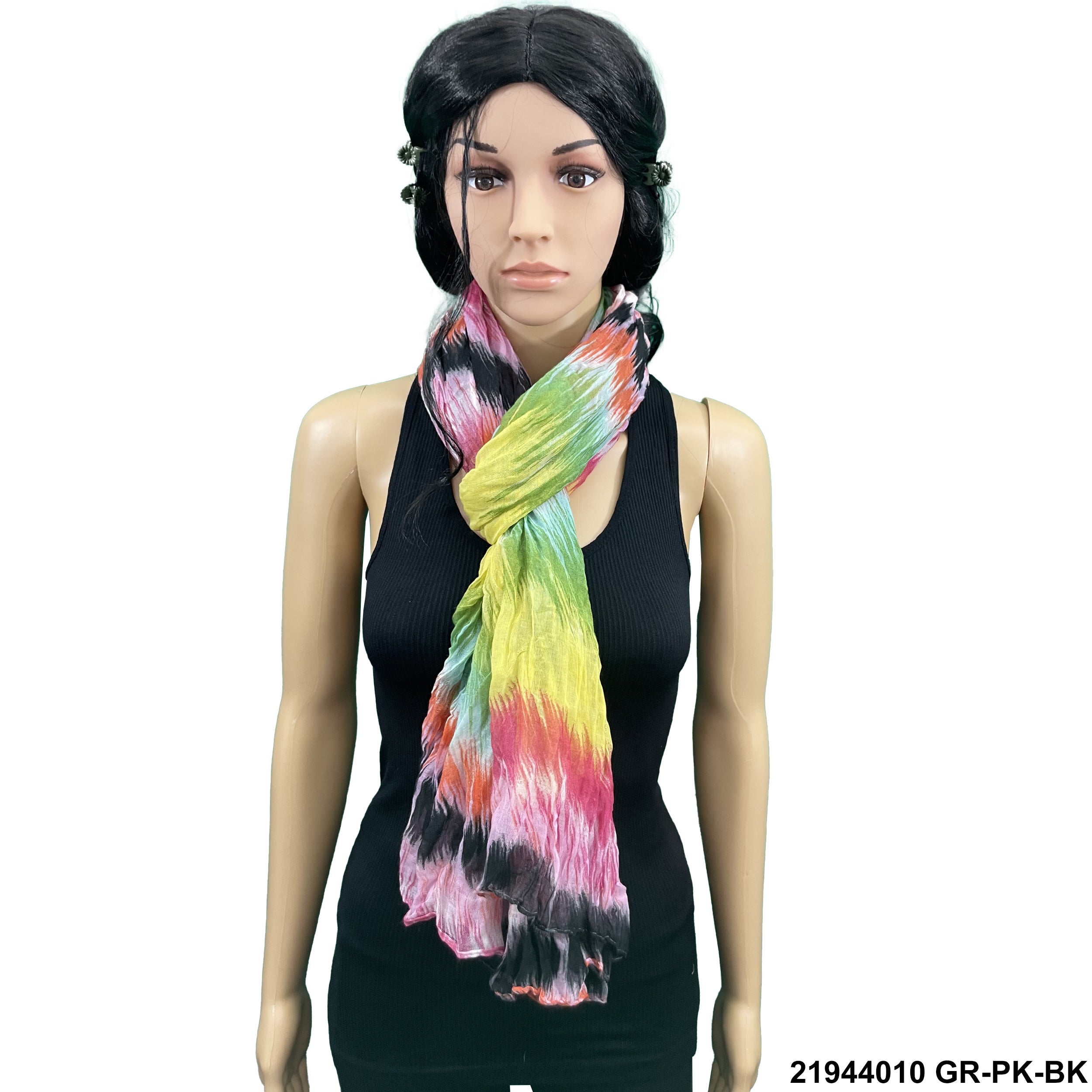 Tie Dye Print Summer Scarf 21944010 GR-PK-BK