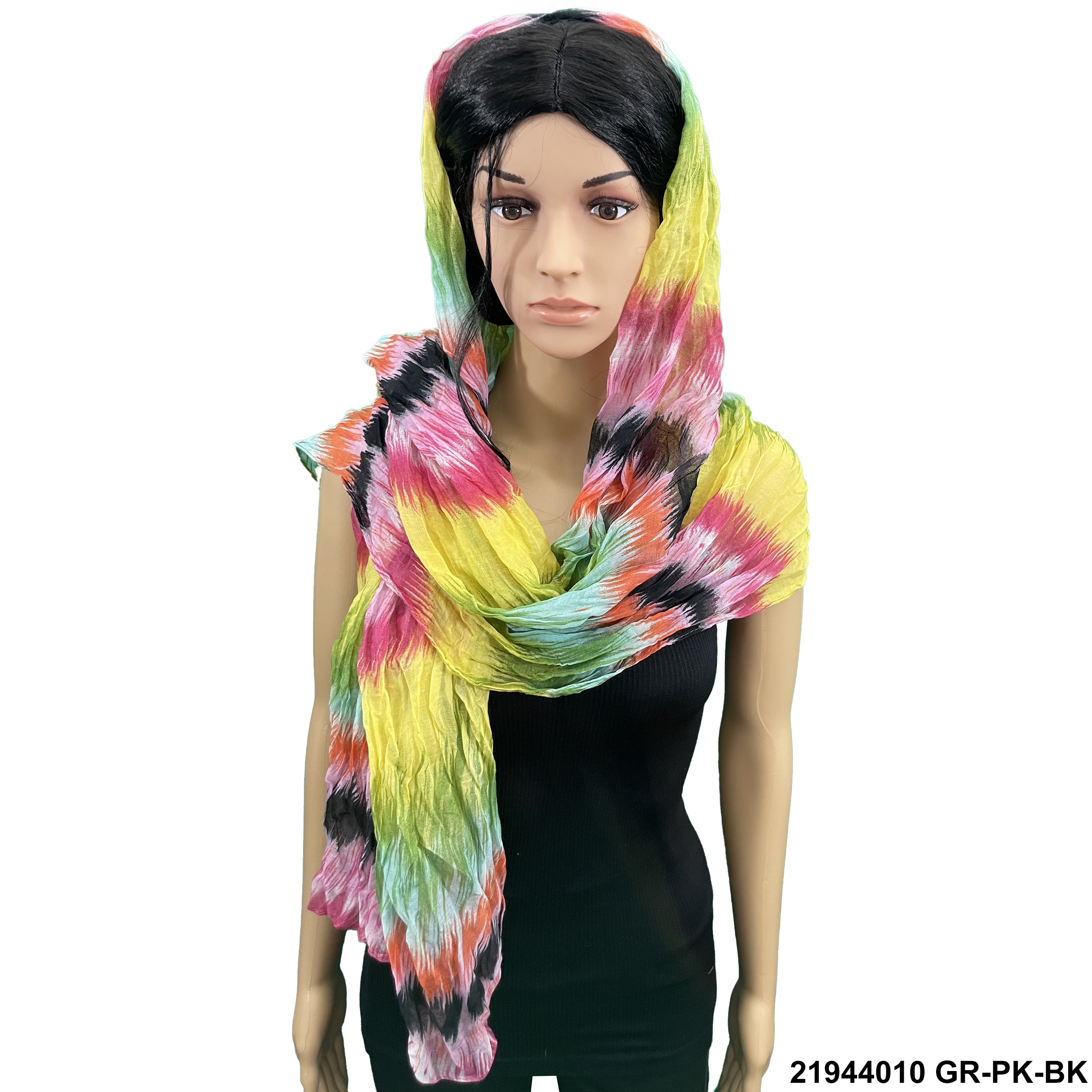 Tie Dye Print Summer Scarf 21944010 GR-PK-BK