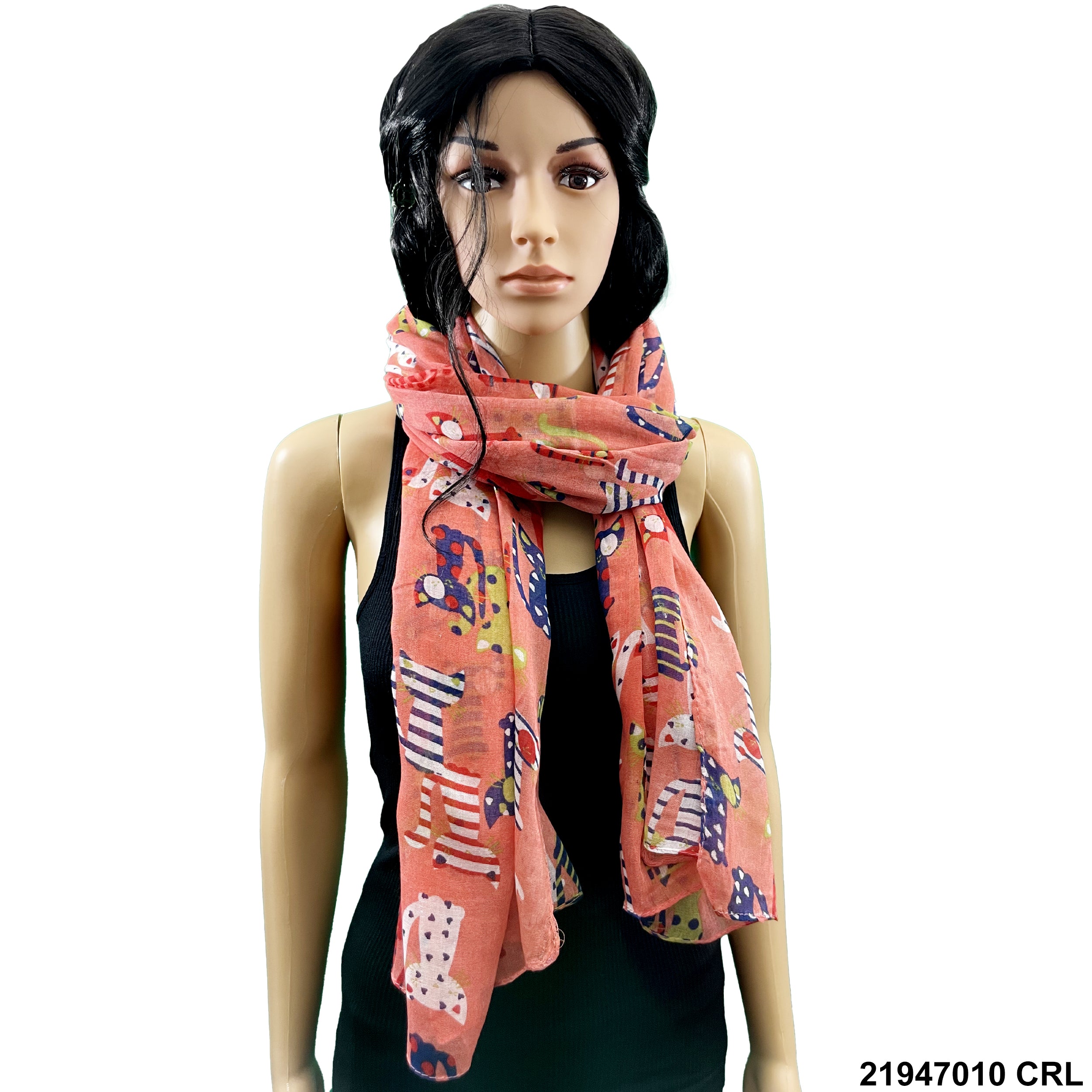 Cat Print Summer Scarf 21947010 CRL