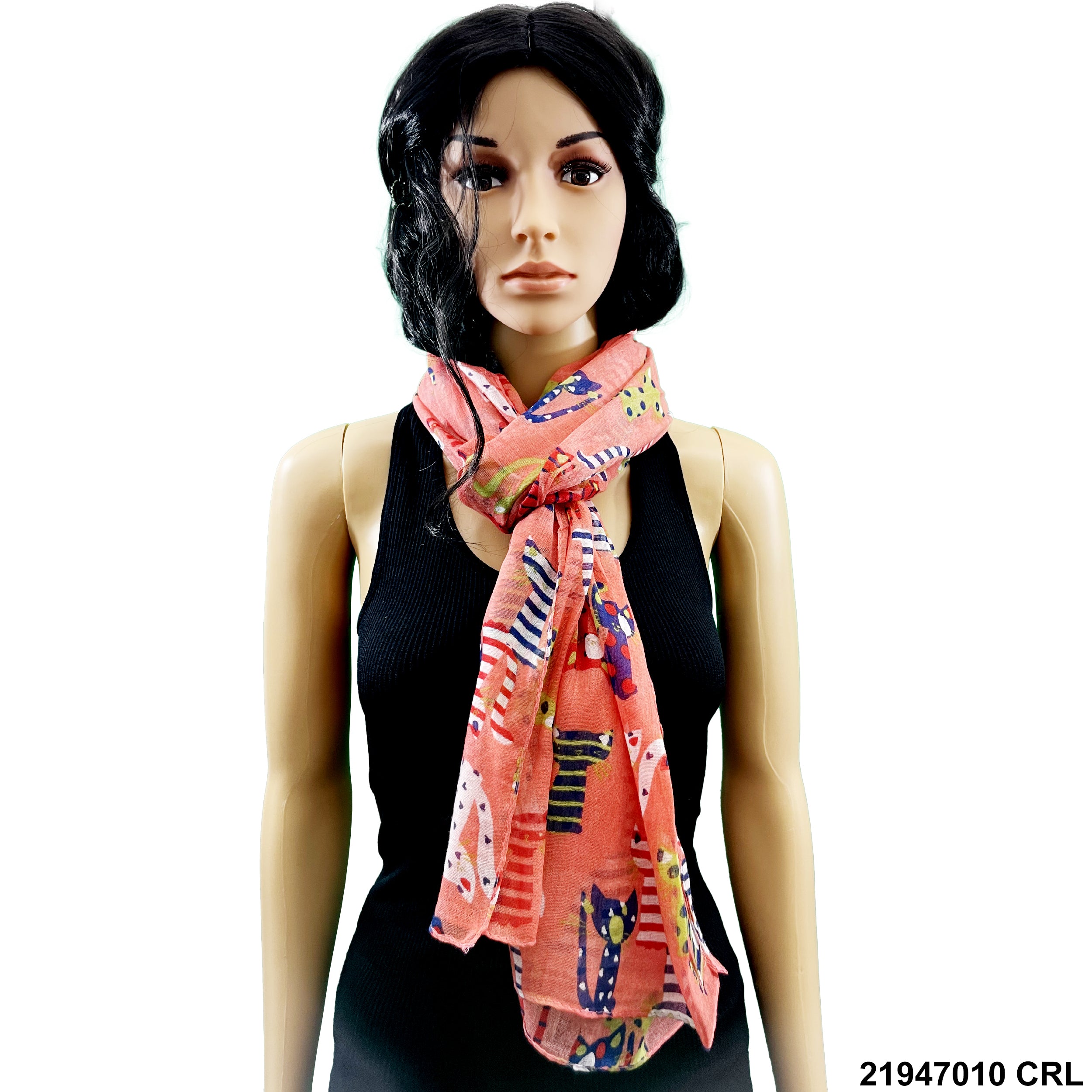 Cat Print Summer Scarf 21947010 CRL