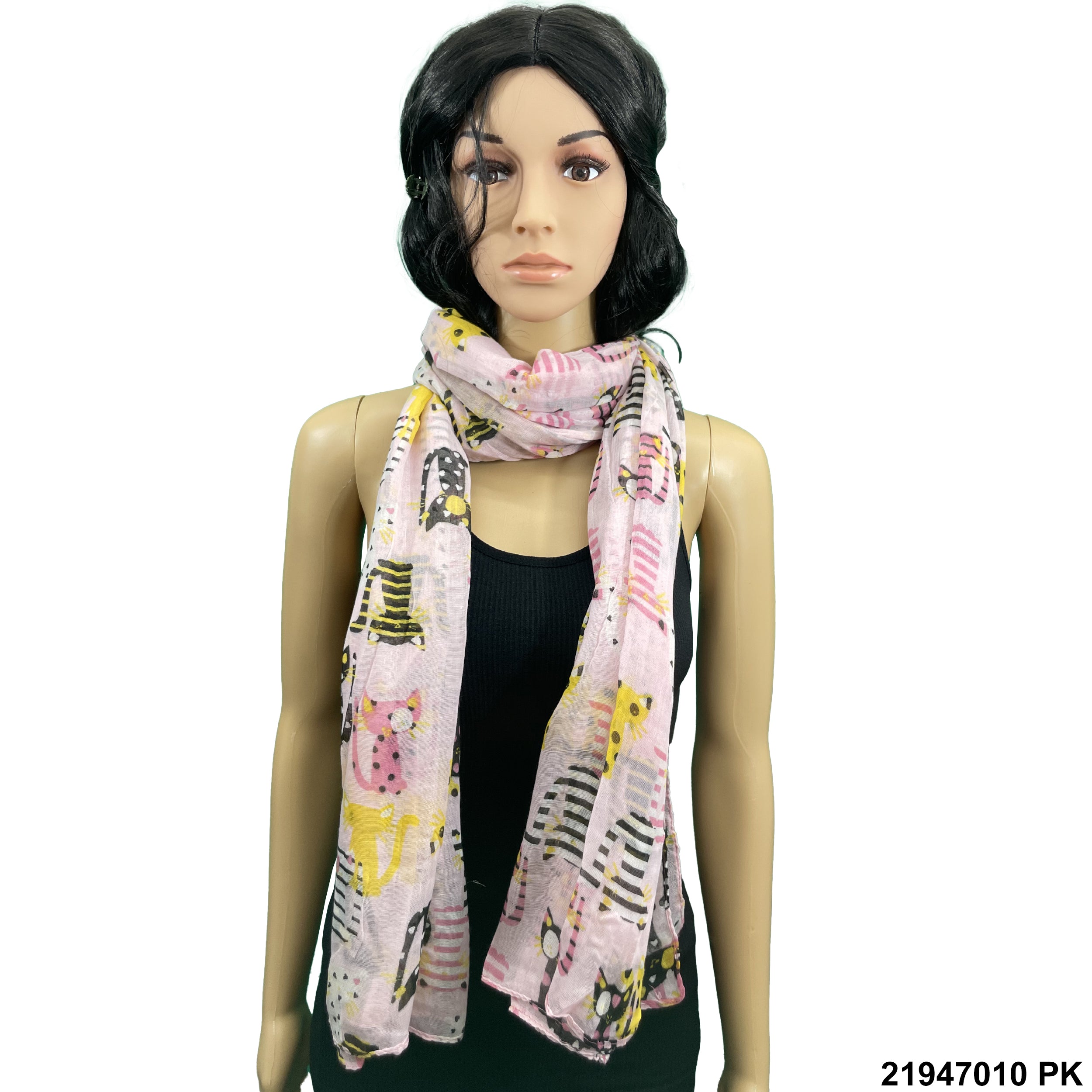 Cat Print Summer Scarf 21947010 PK