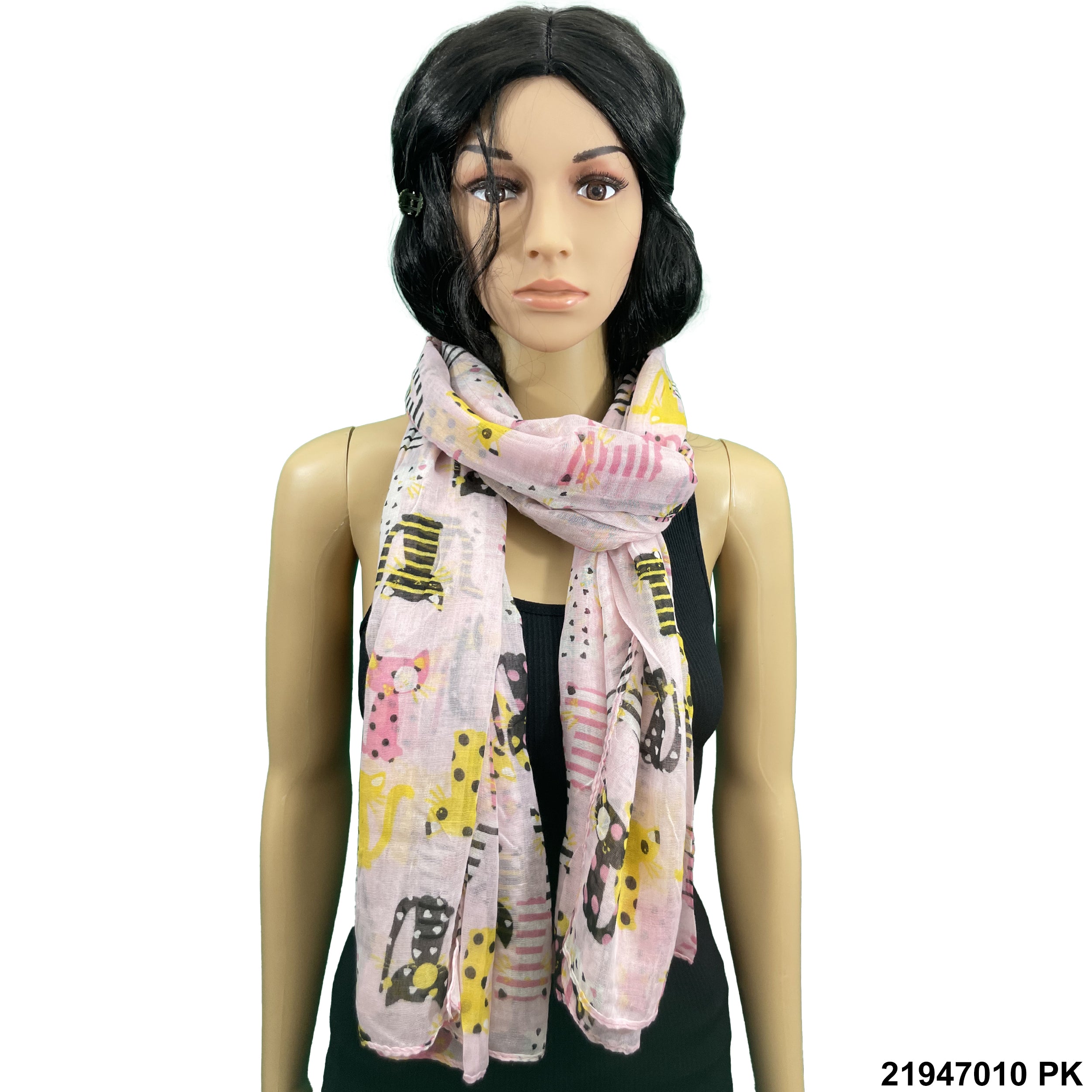 Cat Print Summer Scarf 21947010 PK