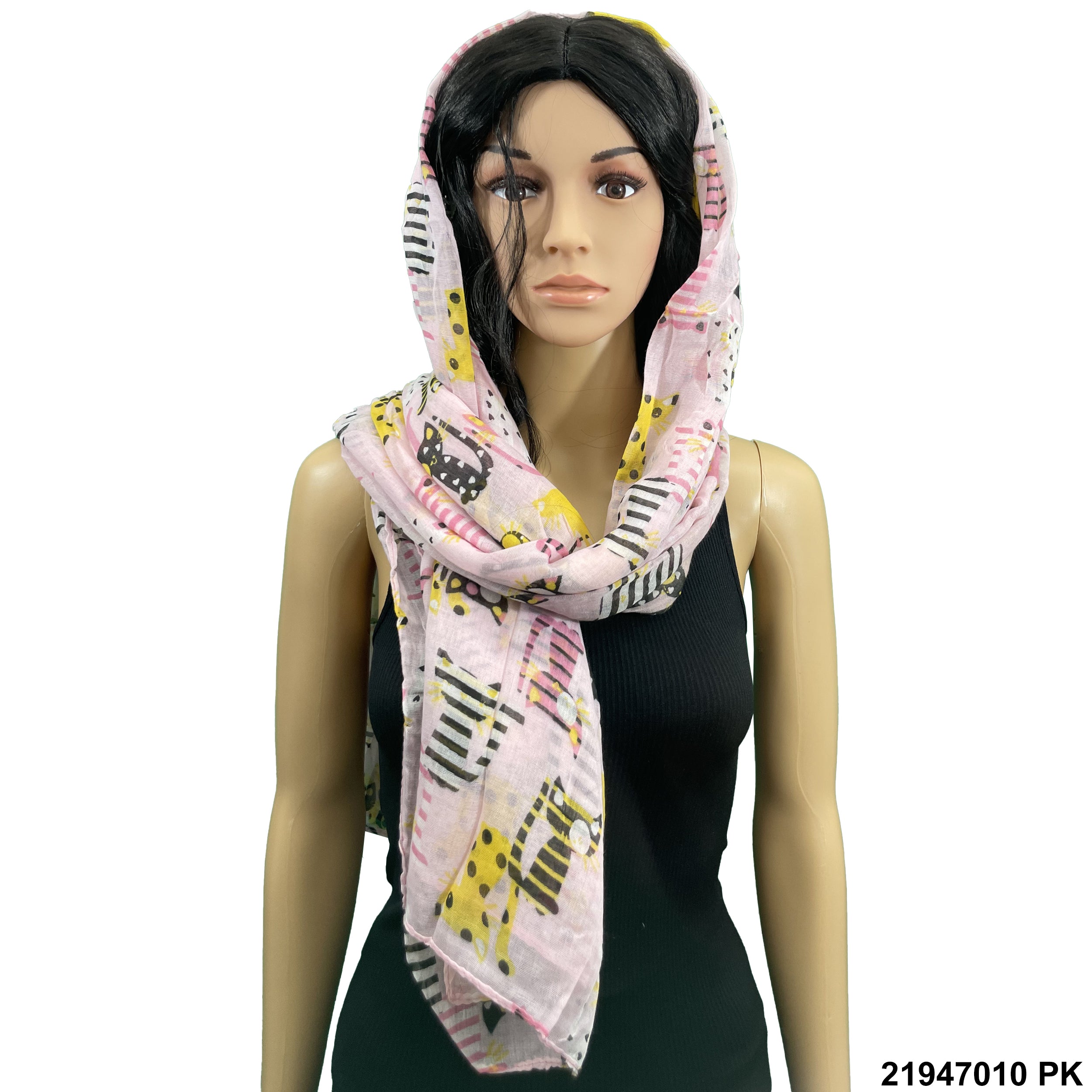 Cat Print Summer Scarf 21947010 PK