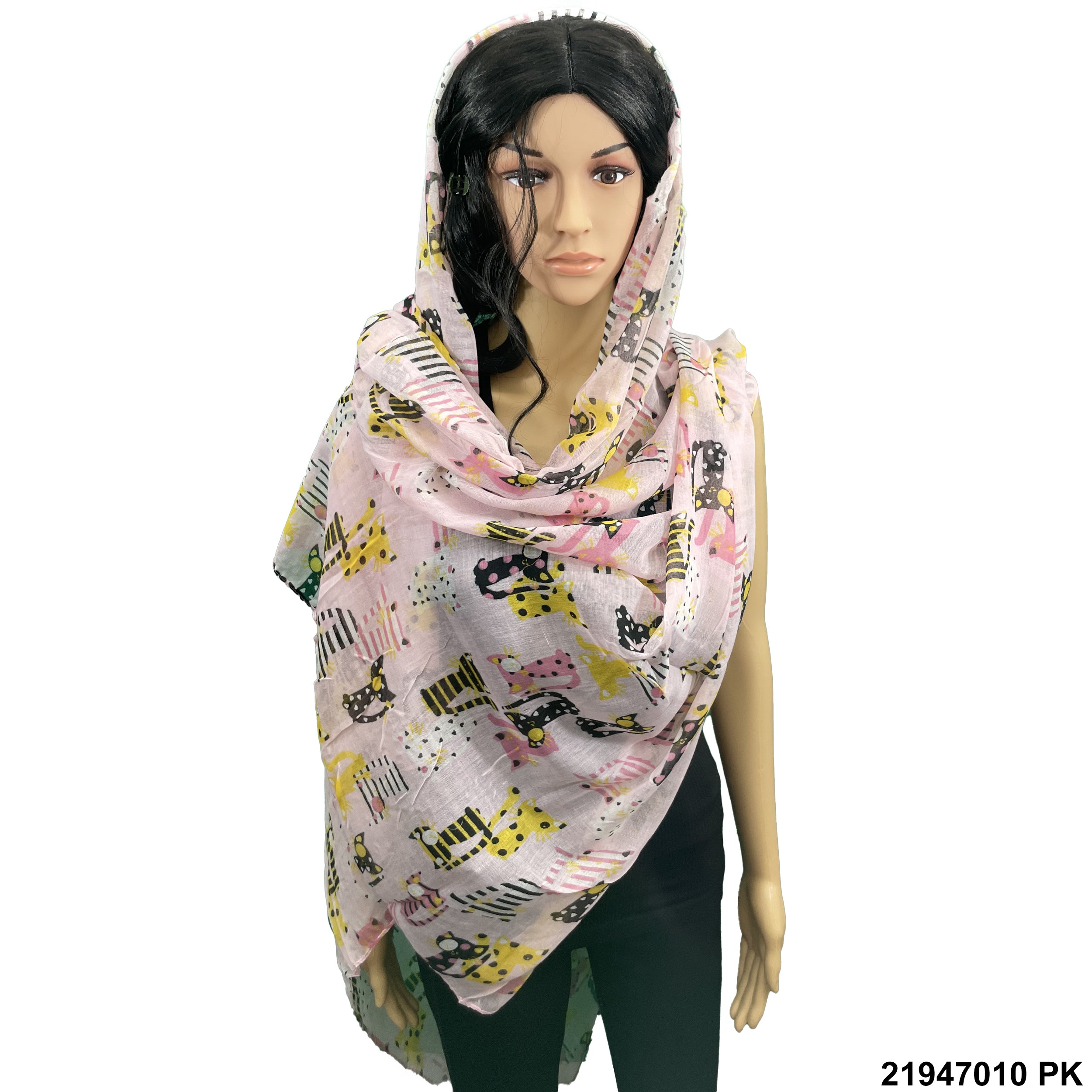 Cat Print Summer Scarf 21947010 PK