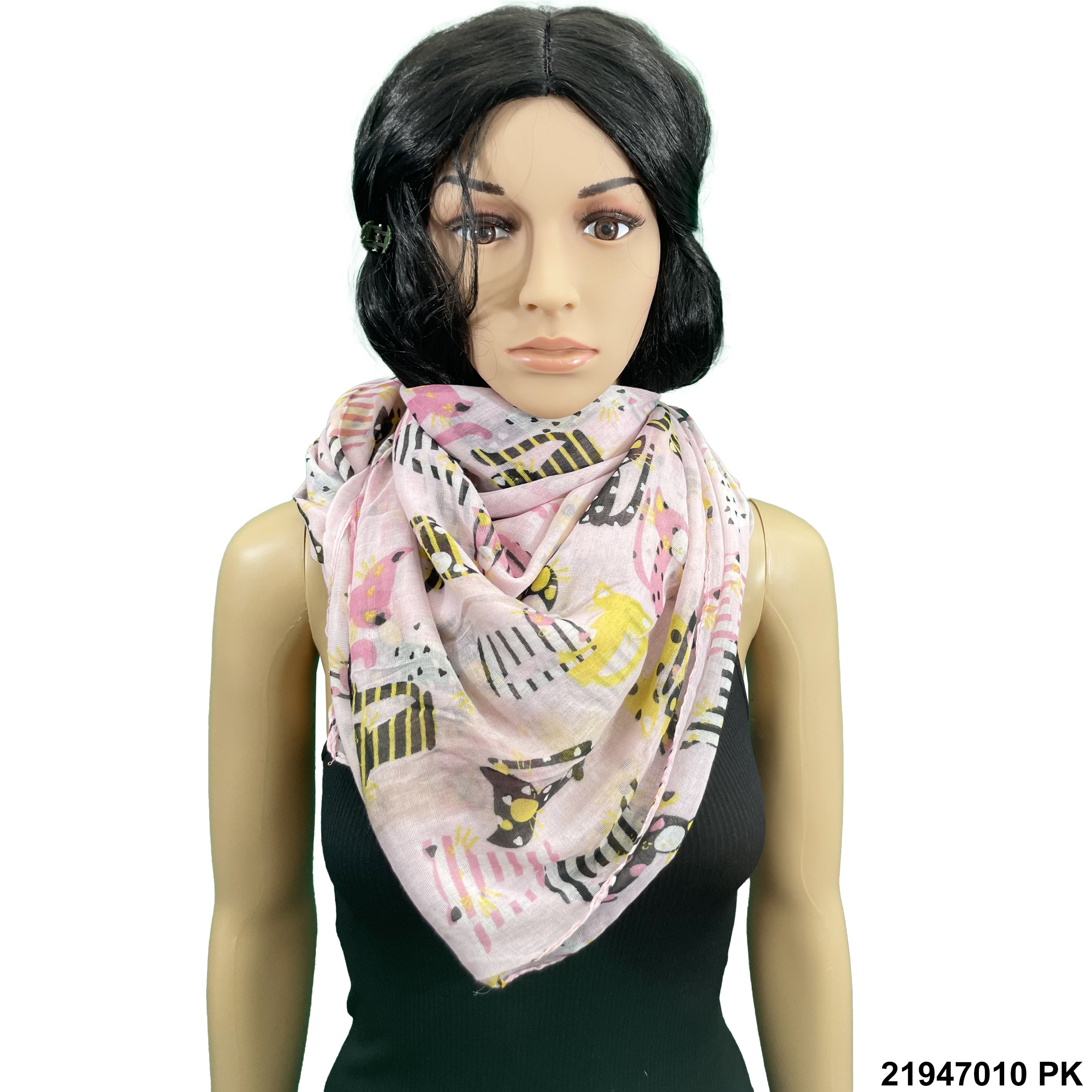 Cat Print Summer Scarf 21947010 PK