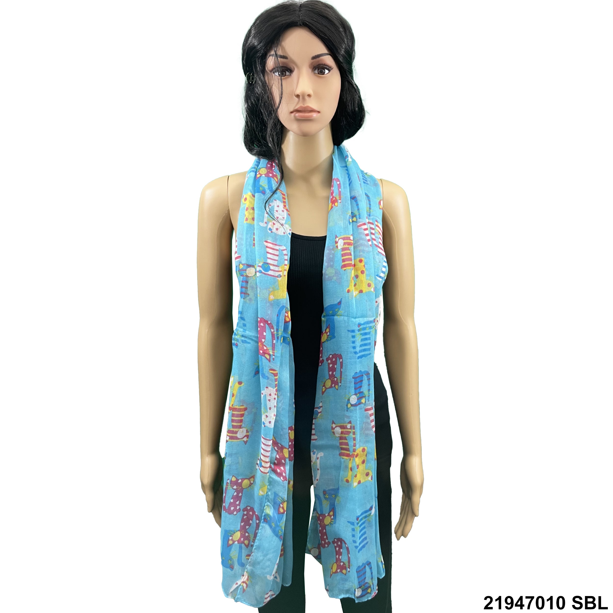 Cat Print Summer Scarf 21947010 SBL