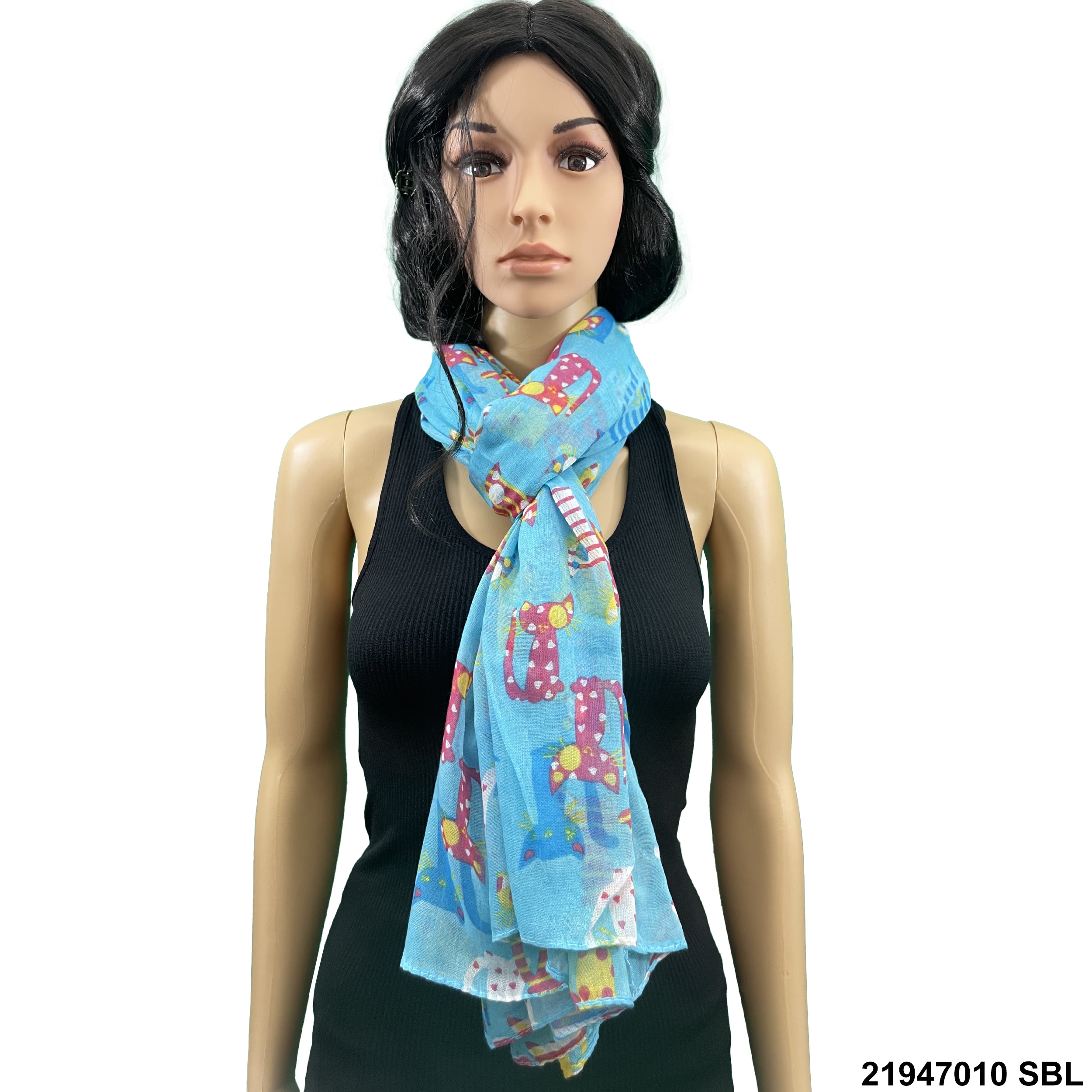 Cat Print Summer Scarf 21947010 SBL