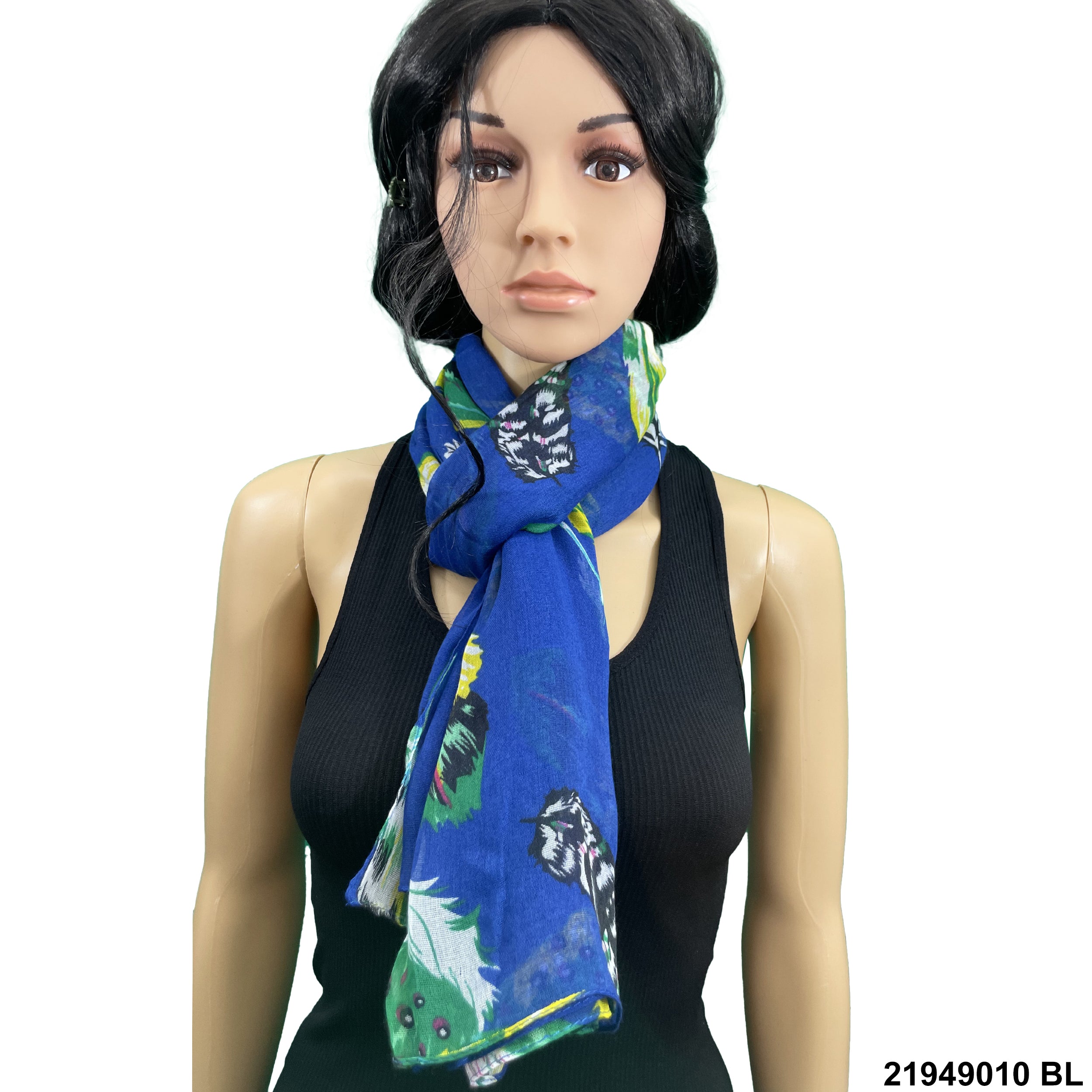 Feather Print Summer Scarf 21949010 BL