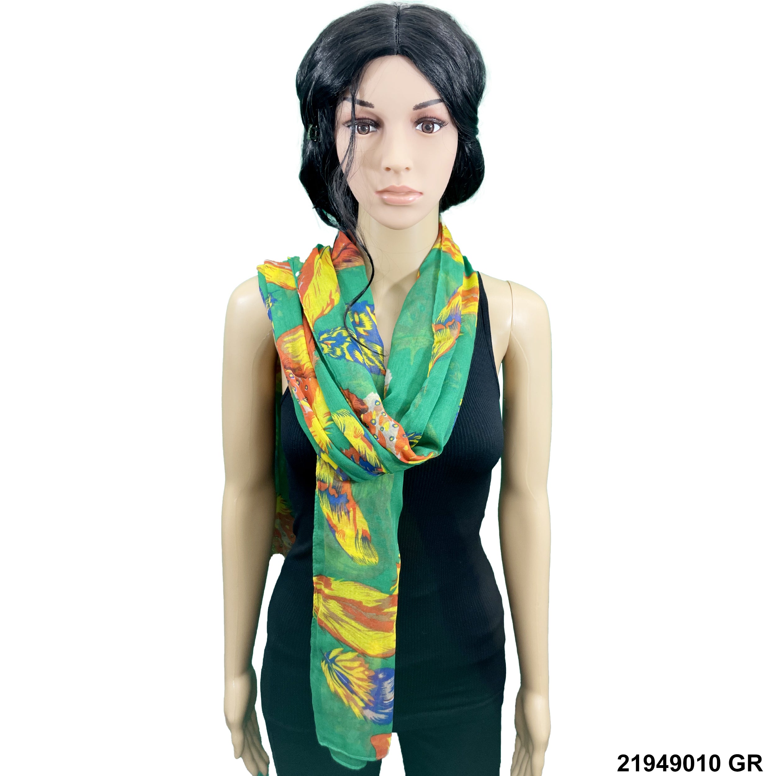 Feather Print Summer Scarf 21949010 GR