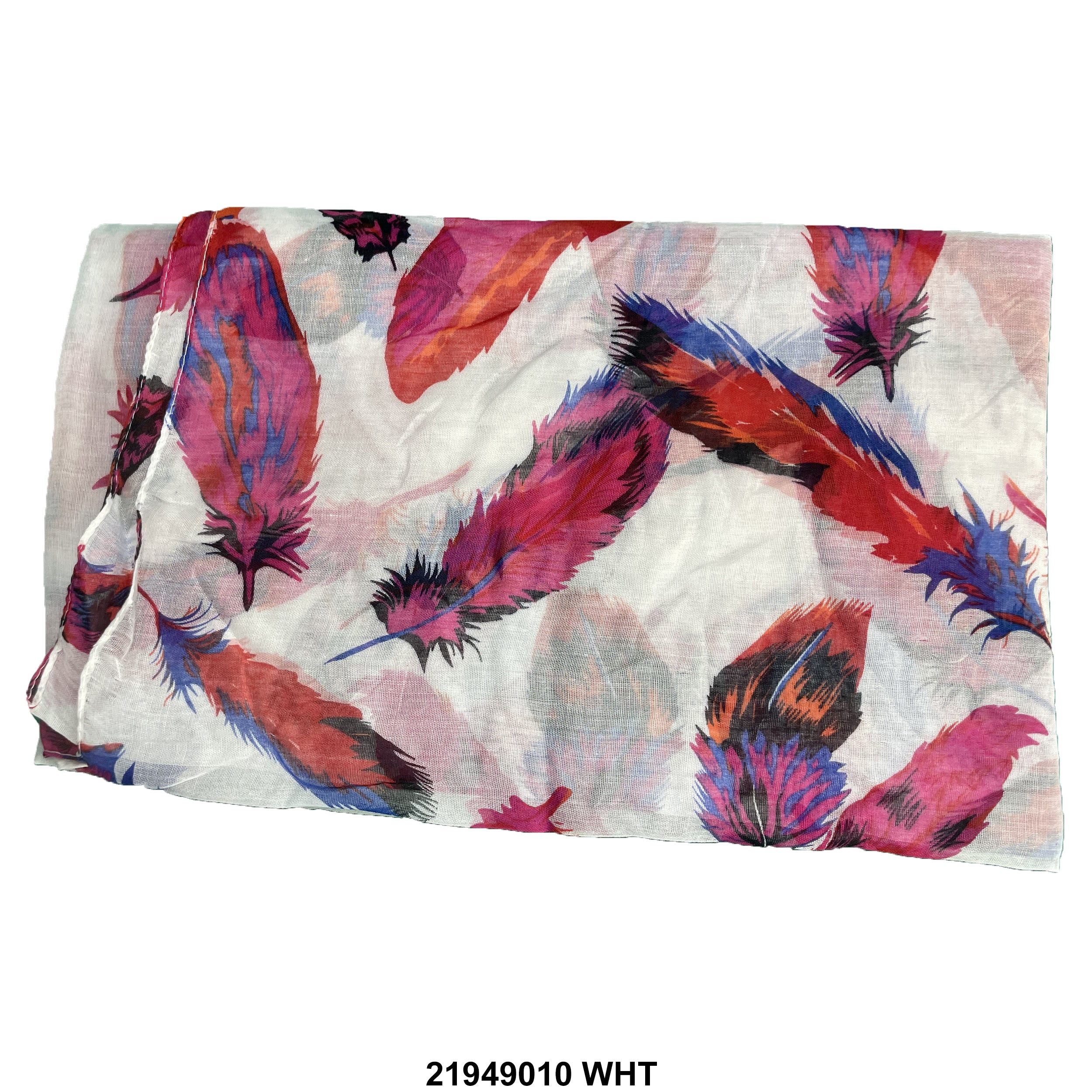 Feather Print Summer Scarf 21949010 WHT