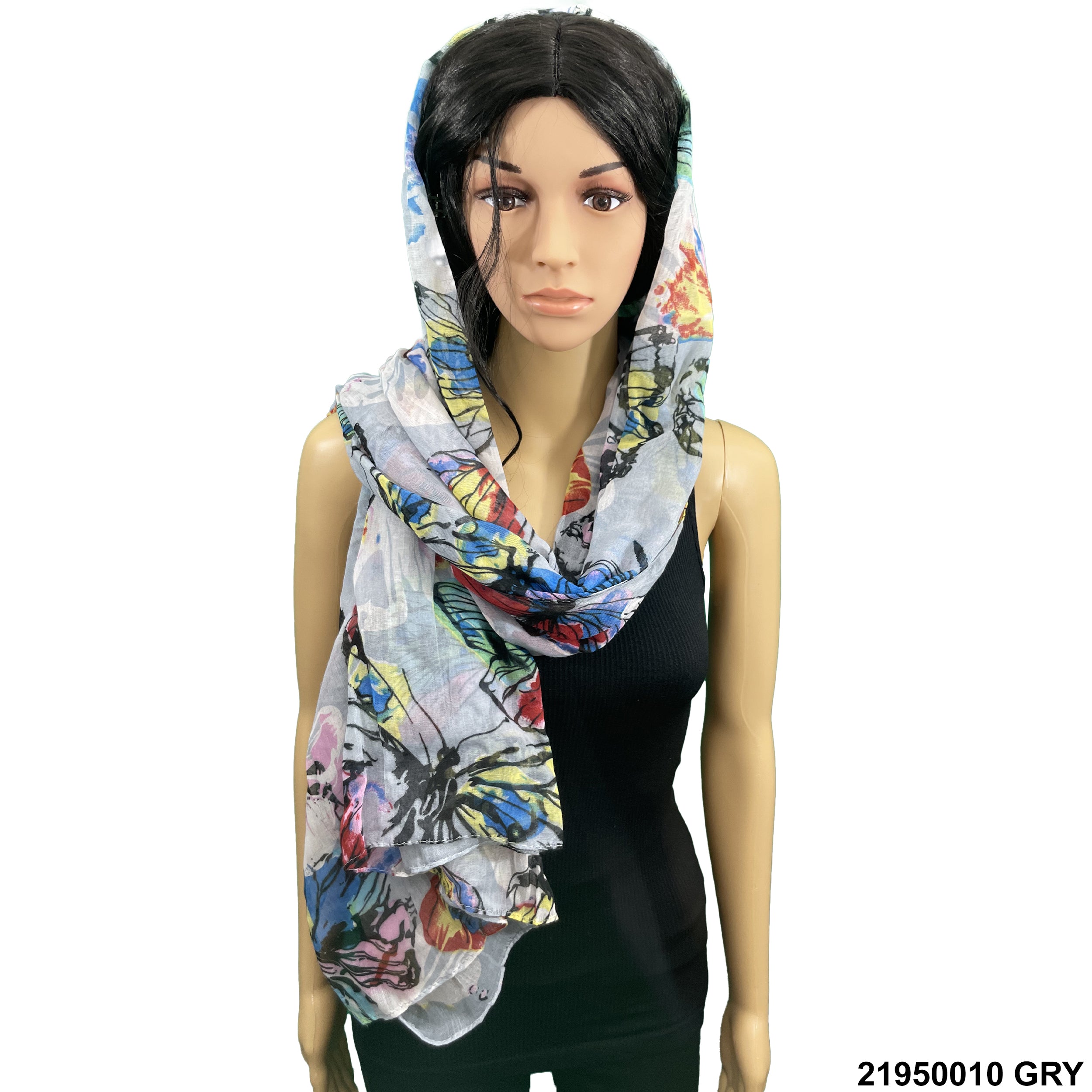 Butterfly Print Summer Scarf 21950010 GRY