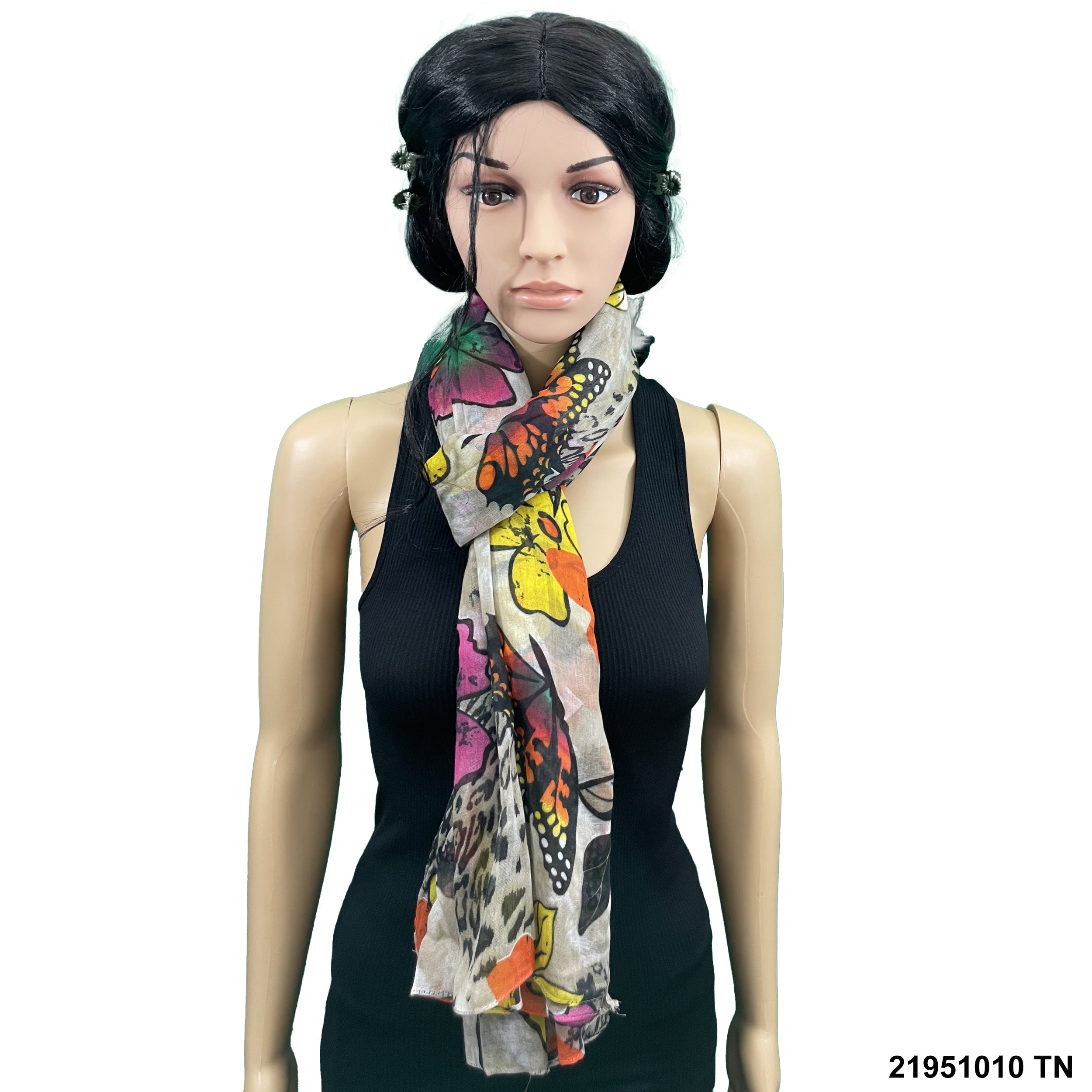 Butterfly & Flower Print Summer Scarf 21951010 TN