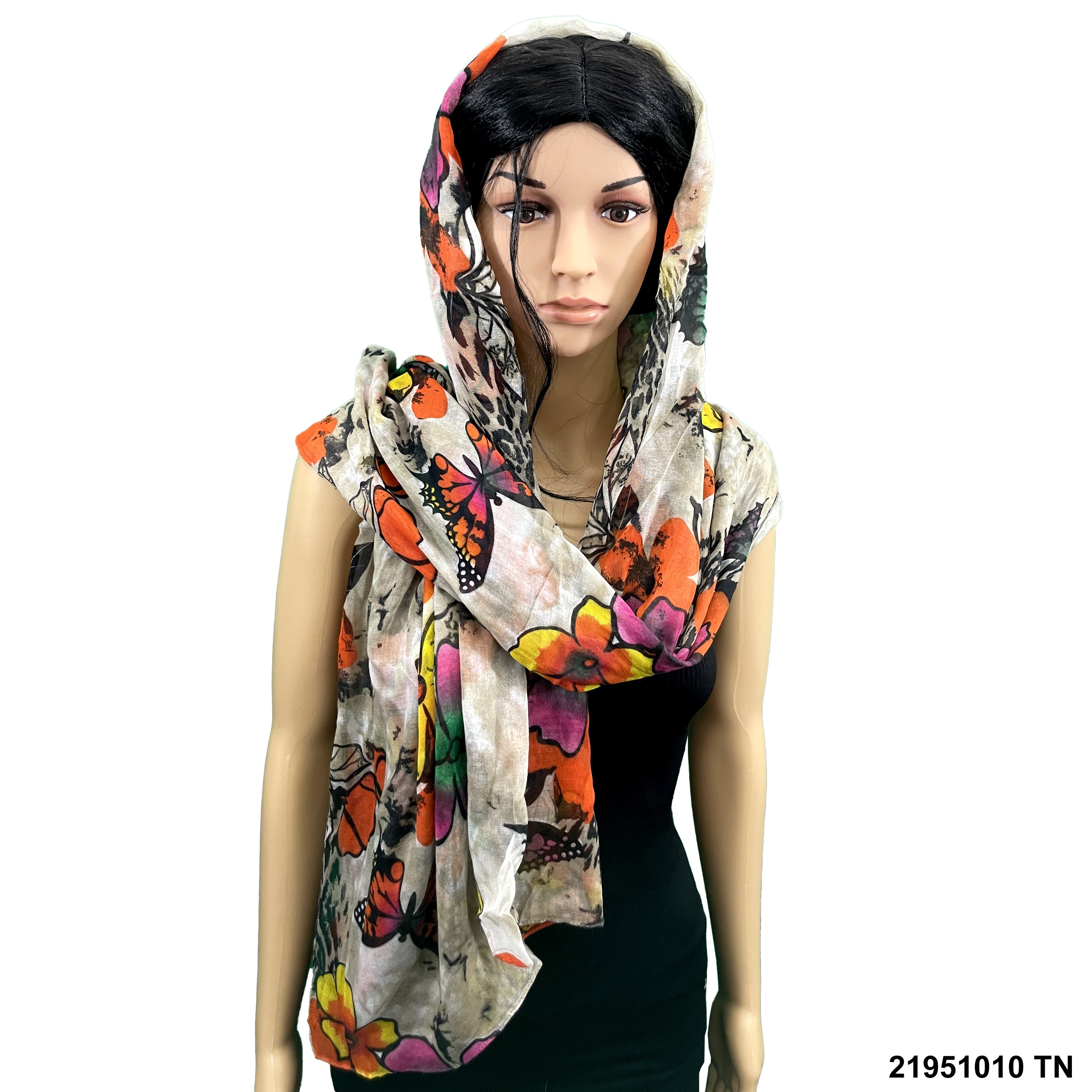 Butterfly & Flower Print Summer Scarf 21951010 TN