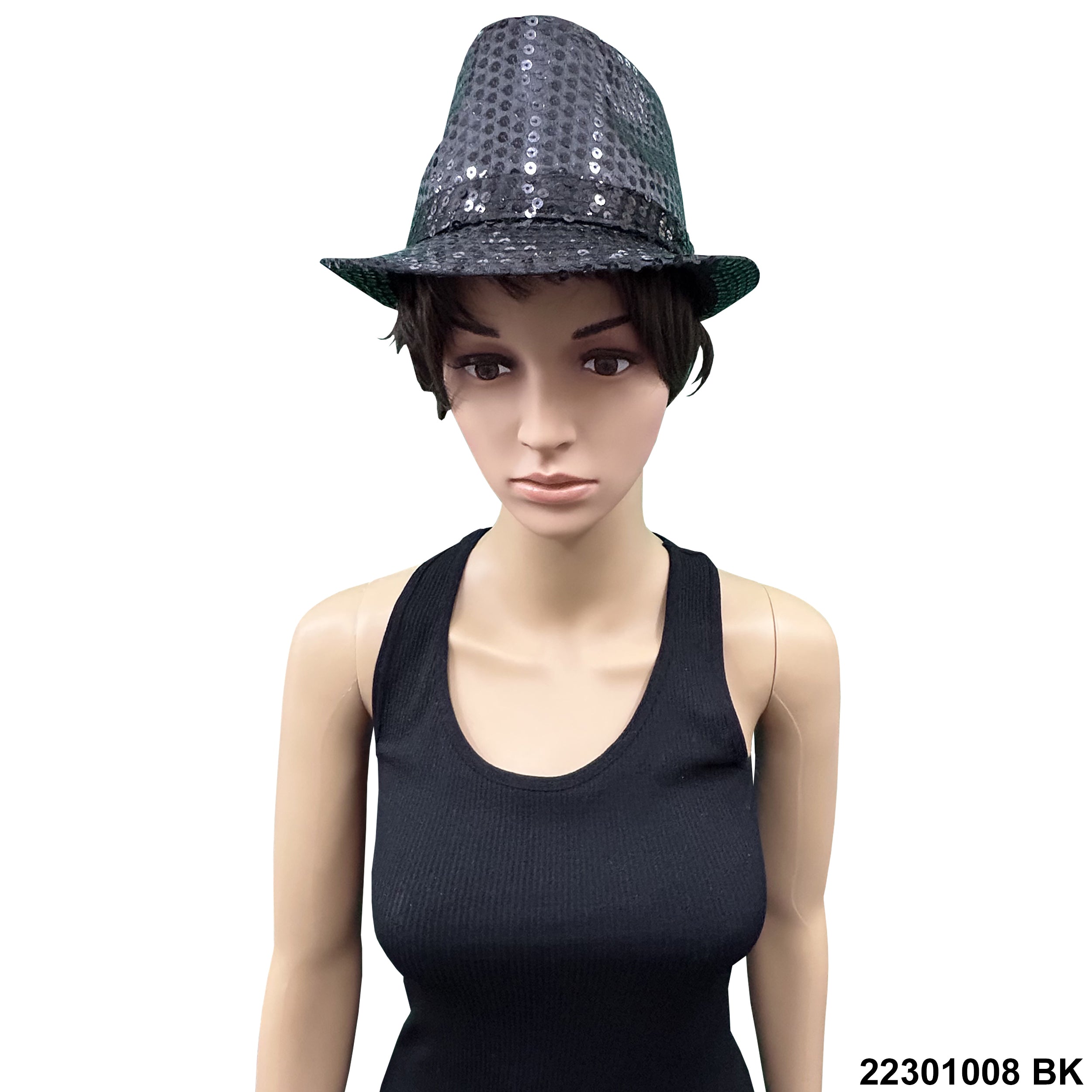 Sequined Fedora Hat 22301008 BK