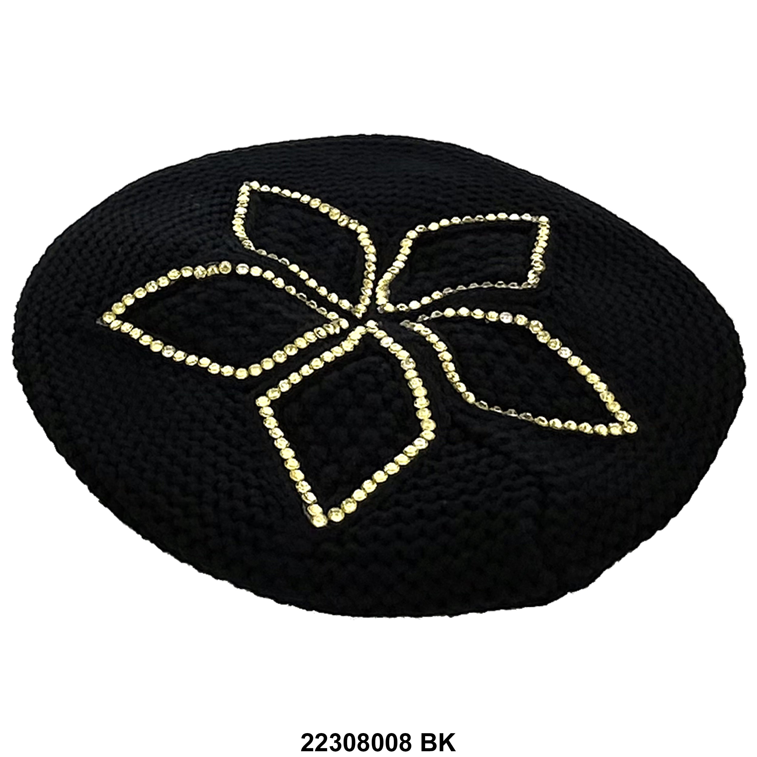 Women's Lily Acrylic Fabric Beret Hat 22308008 BK