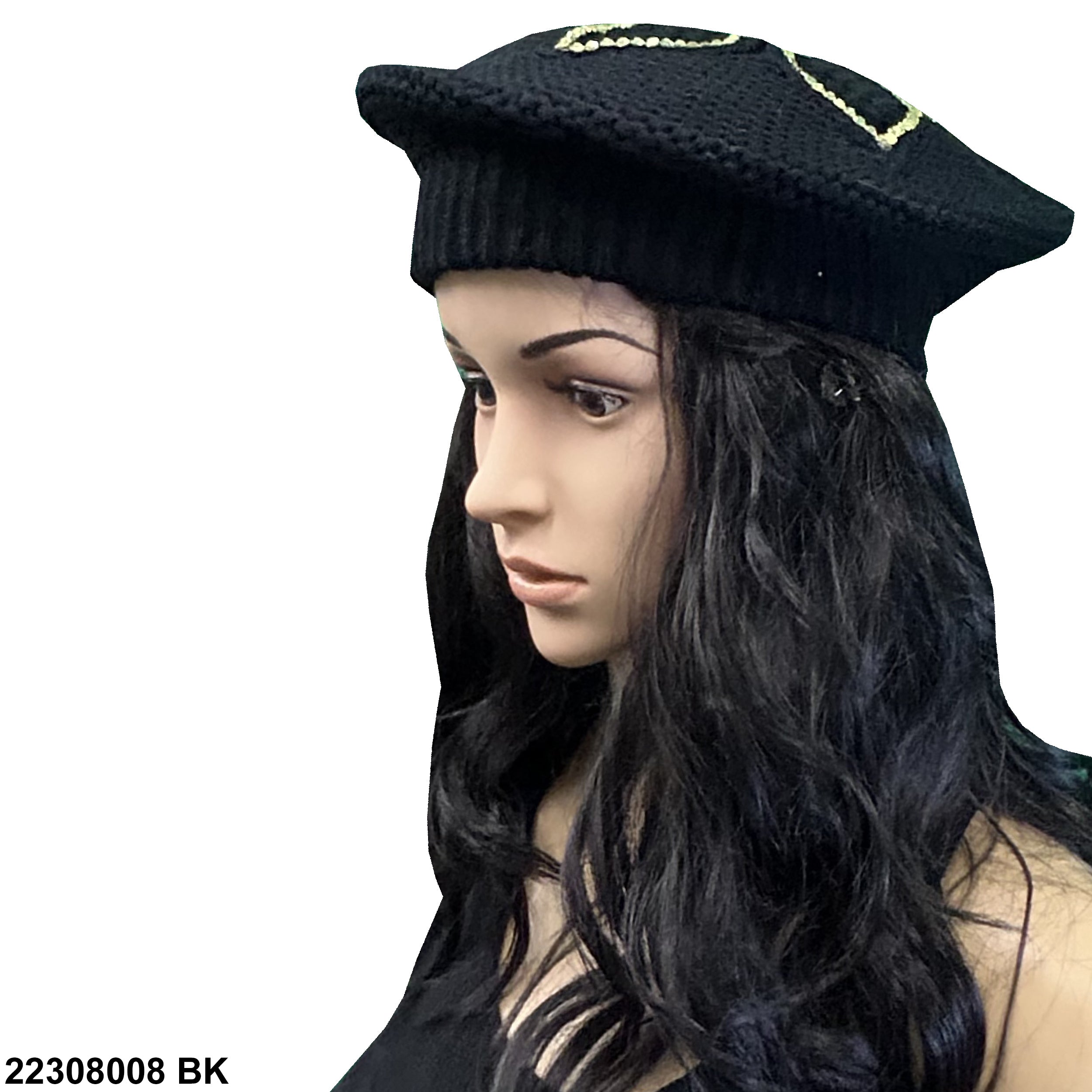 Women's Lily Acrylic Fabric Beret Hat 22308008 BK