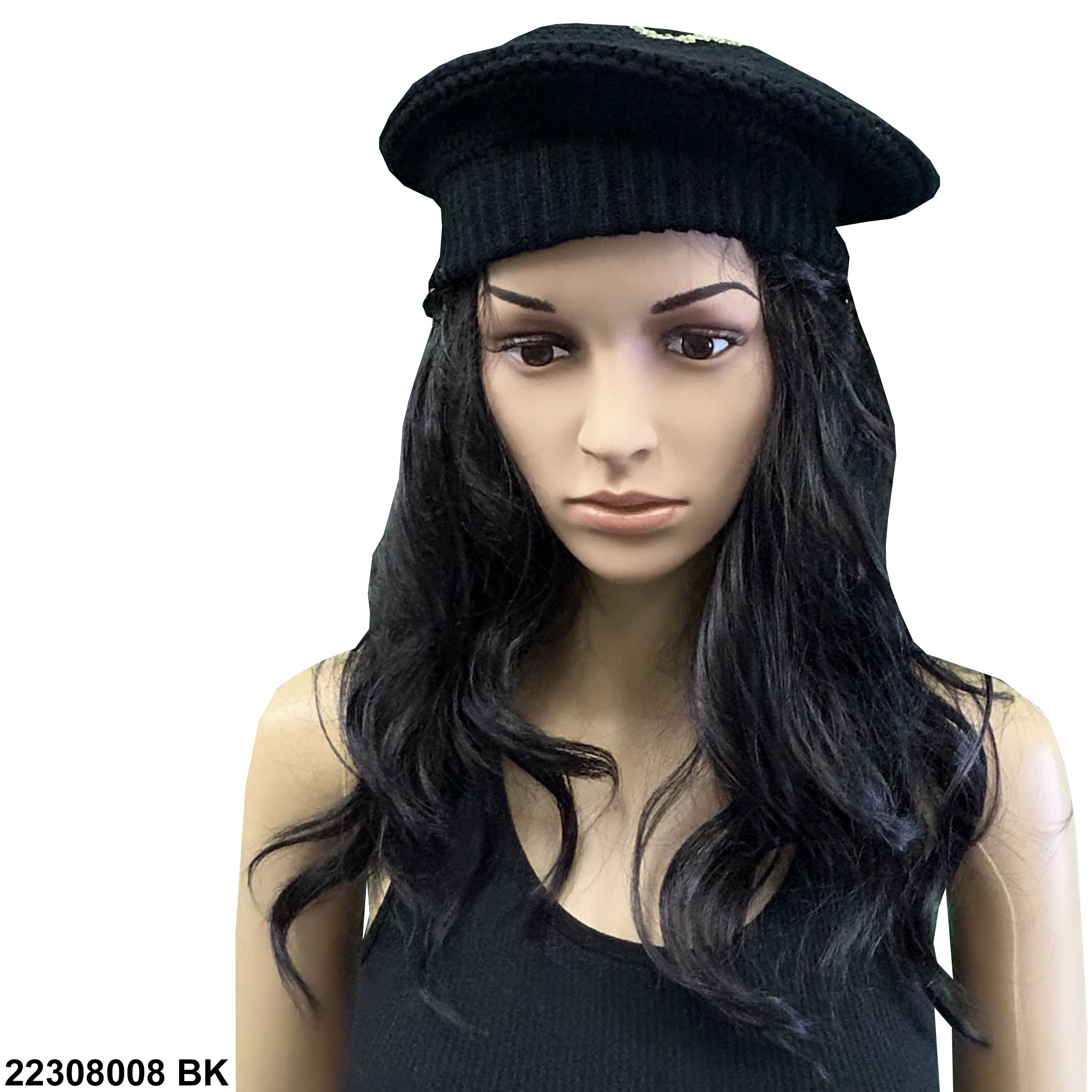 Women's Lily Acrylic Fabric Beret Hat 22308008 BK