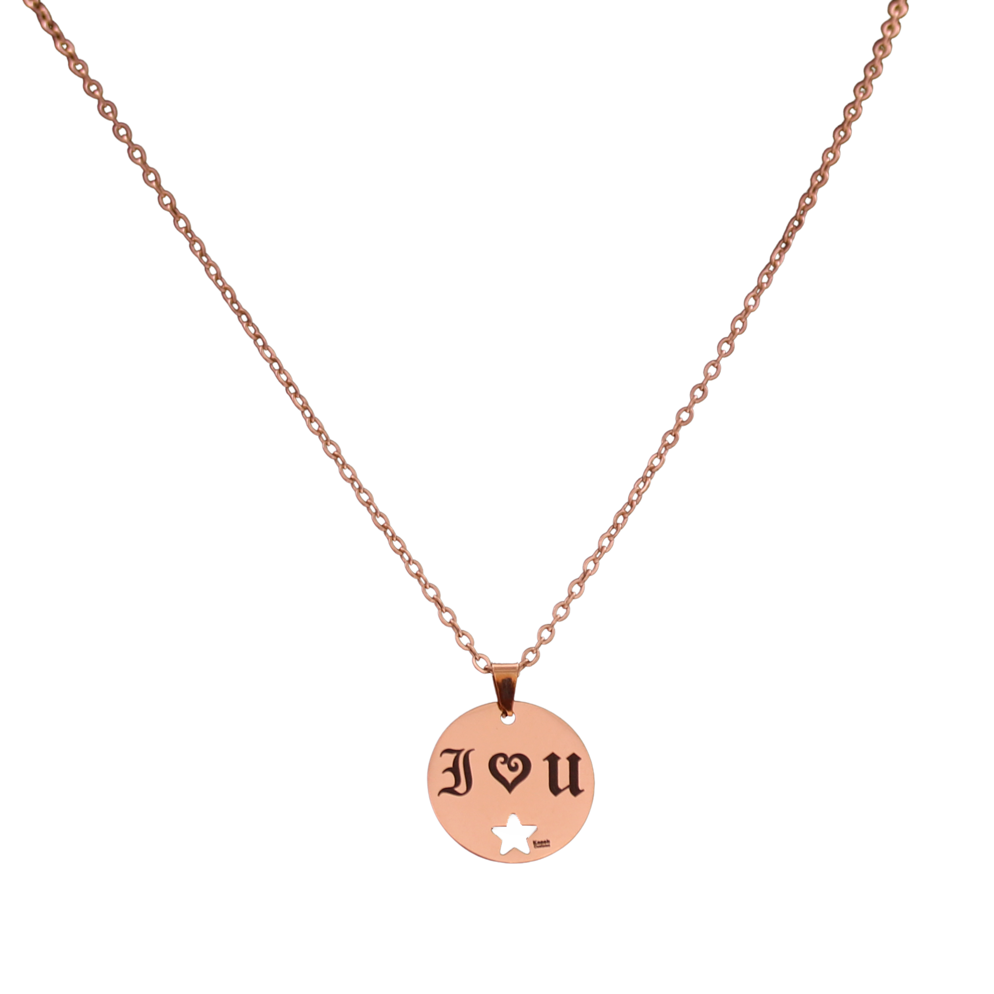 Custom Engravable Round With Star Necklace KCL 32