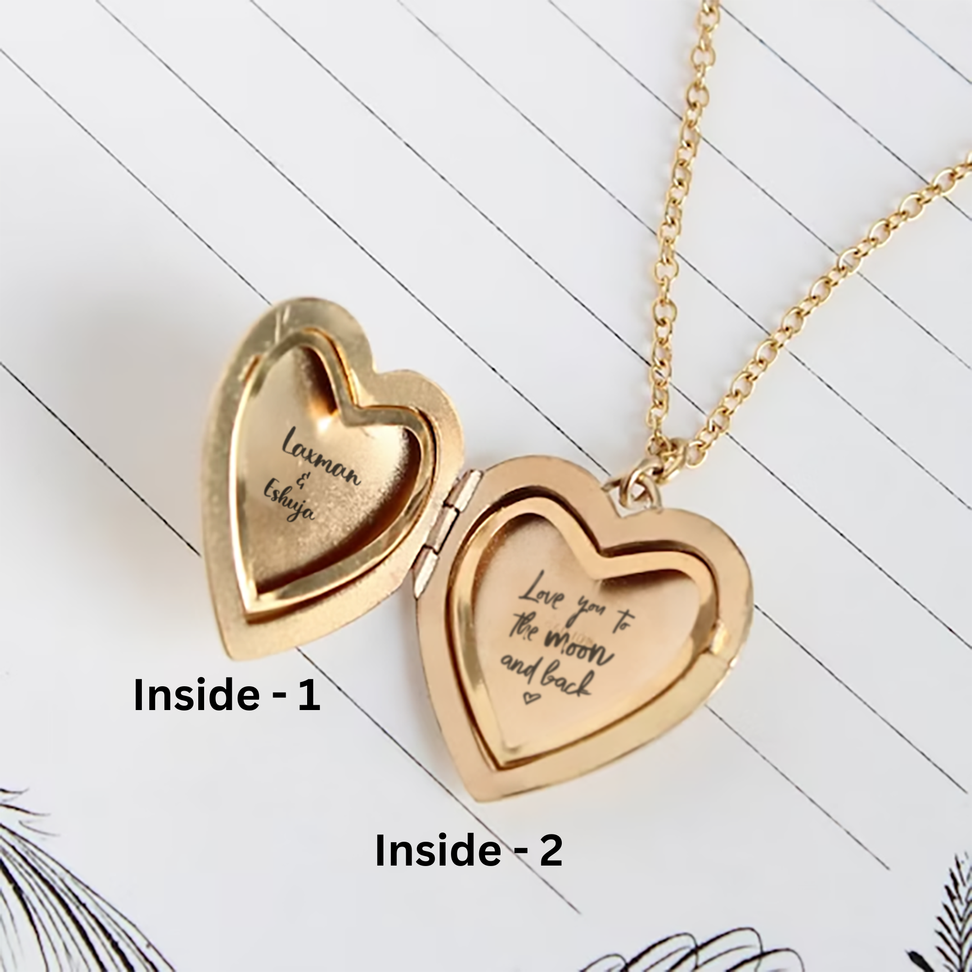 Engraved Photo Heart Locket Necklace KCL 33