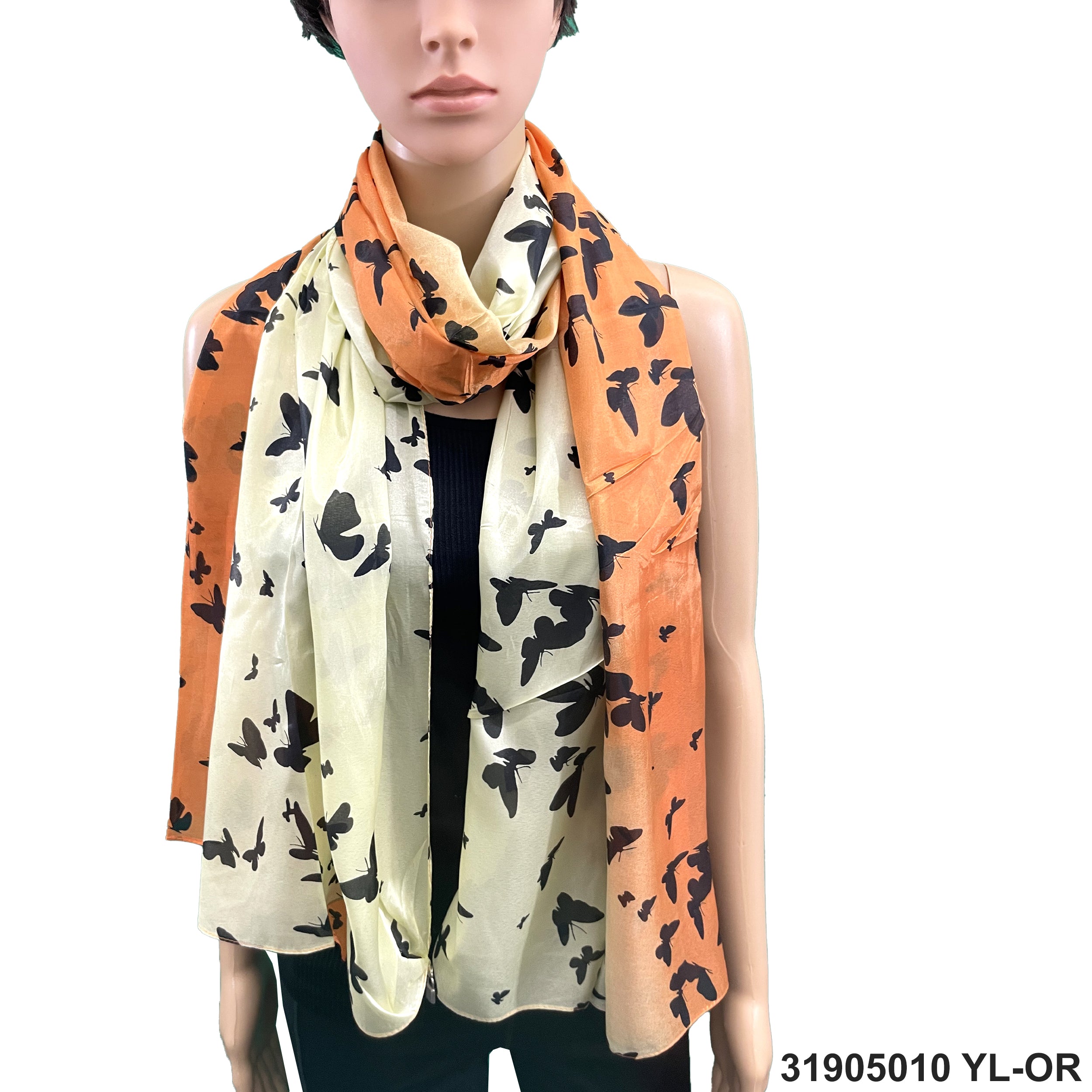 Butterfly Print Summer Scarf 30905010 YL-OR