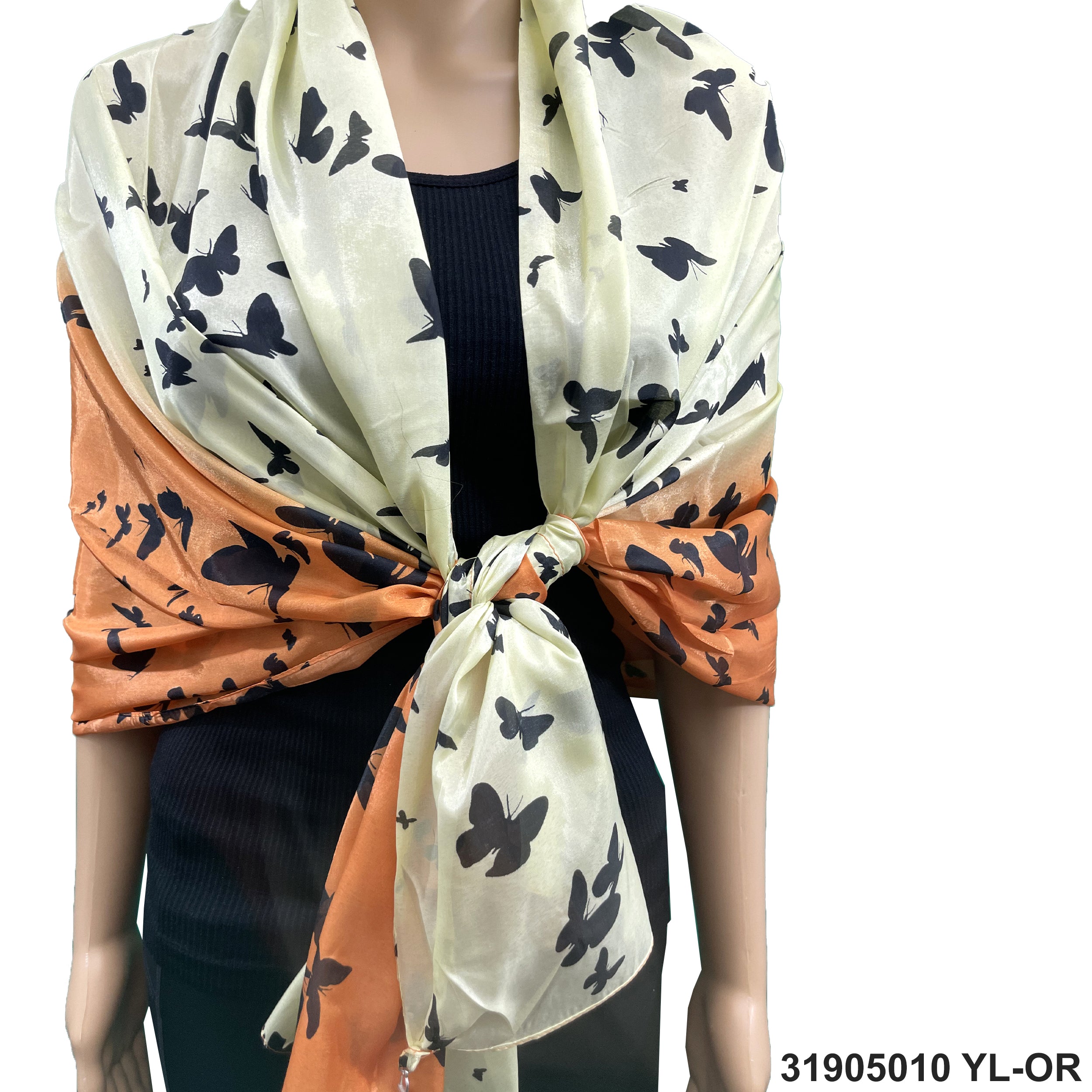 Butterfly Print Summer Scarf 30905010 YL-OR