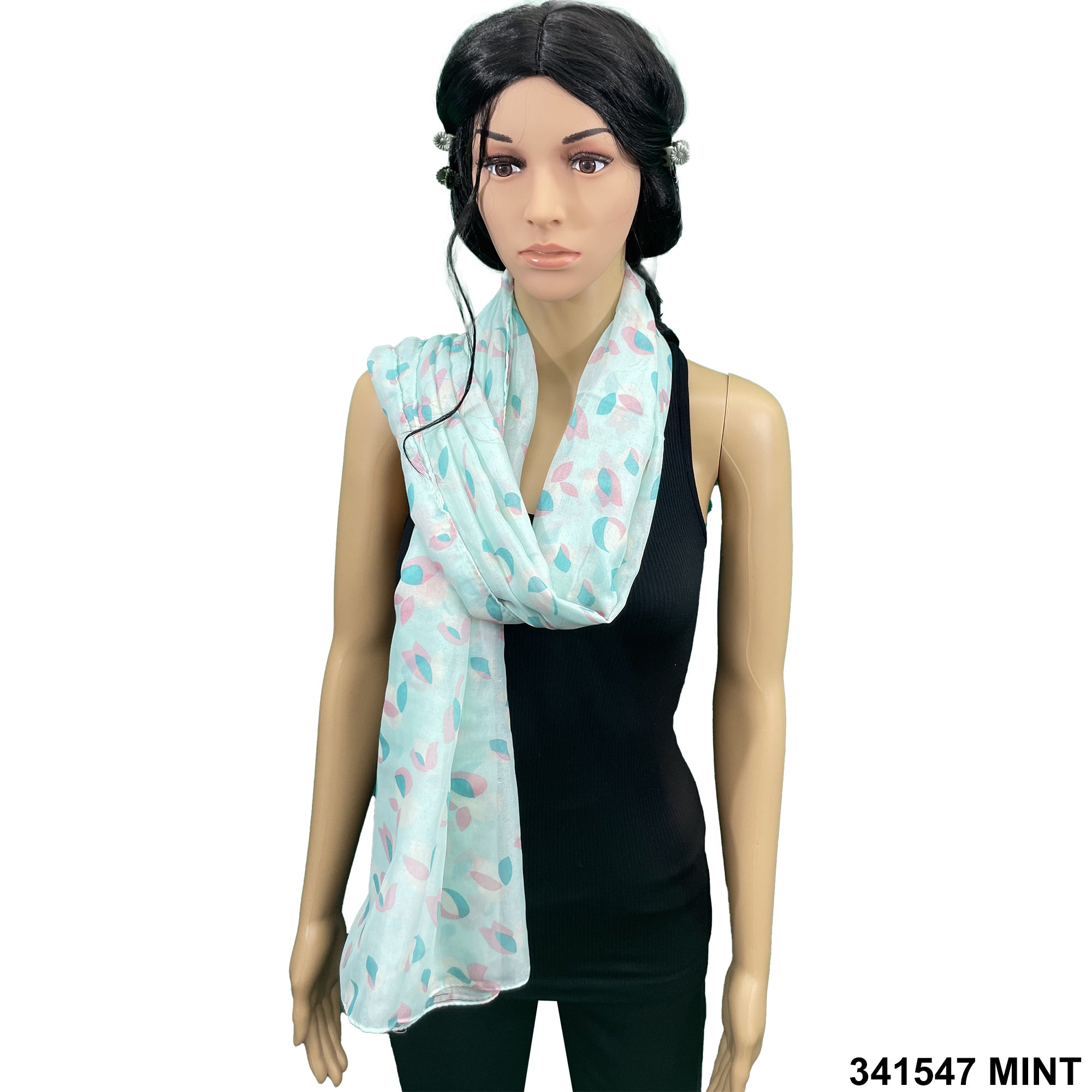 Flower Print Summer Scarf 341547 MINT