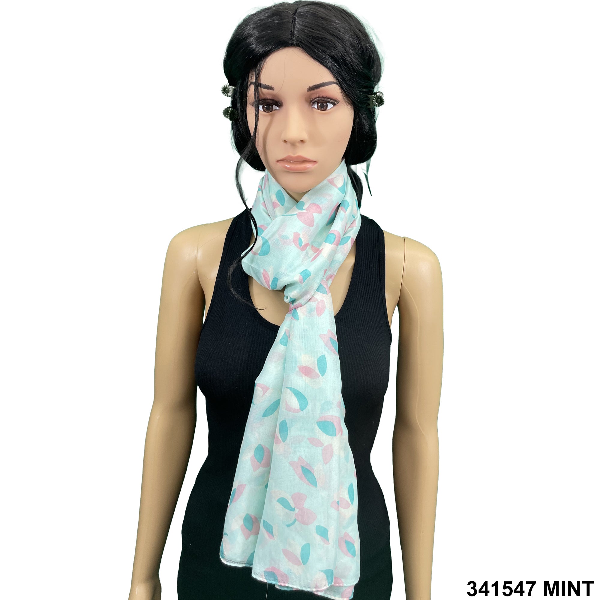 Flower Print Summer Scarf 341547 MINT