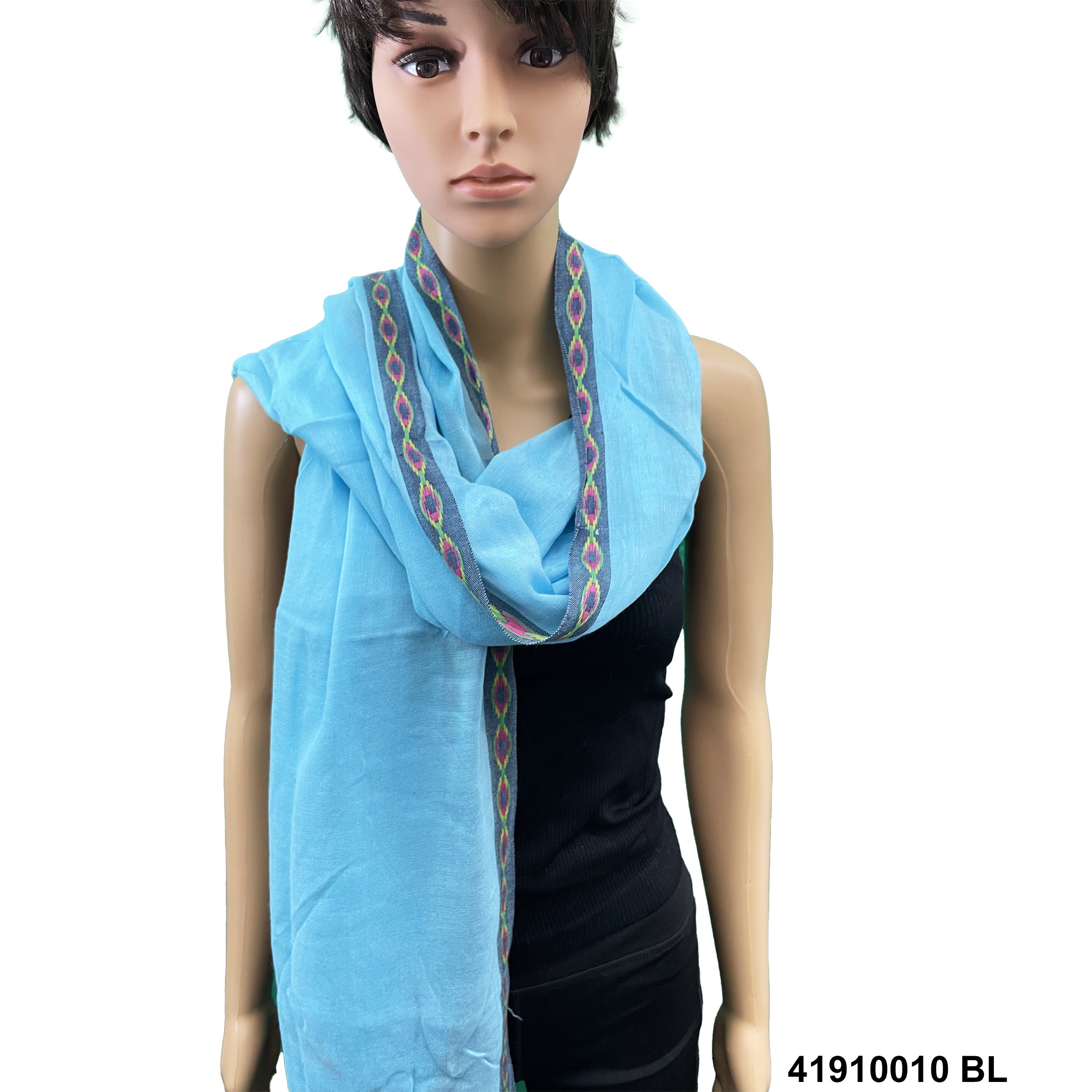 Polyester Colorful Border Print Scarf 41910010 BL