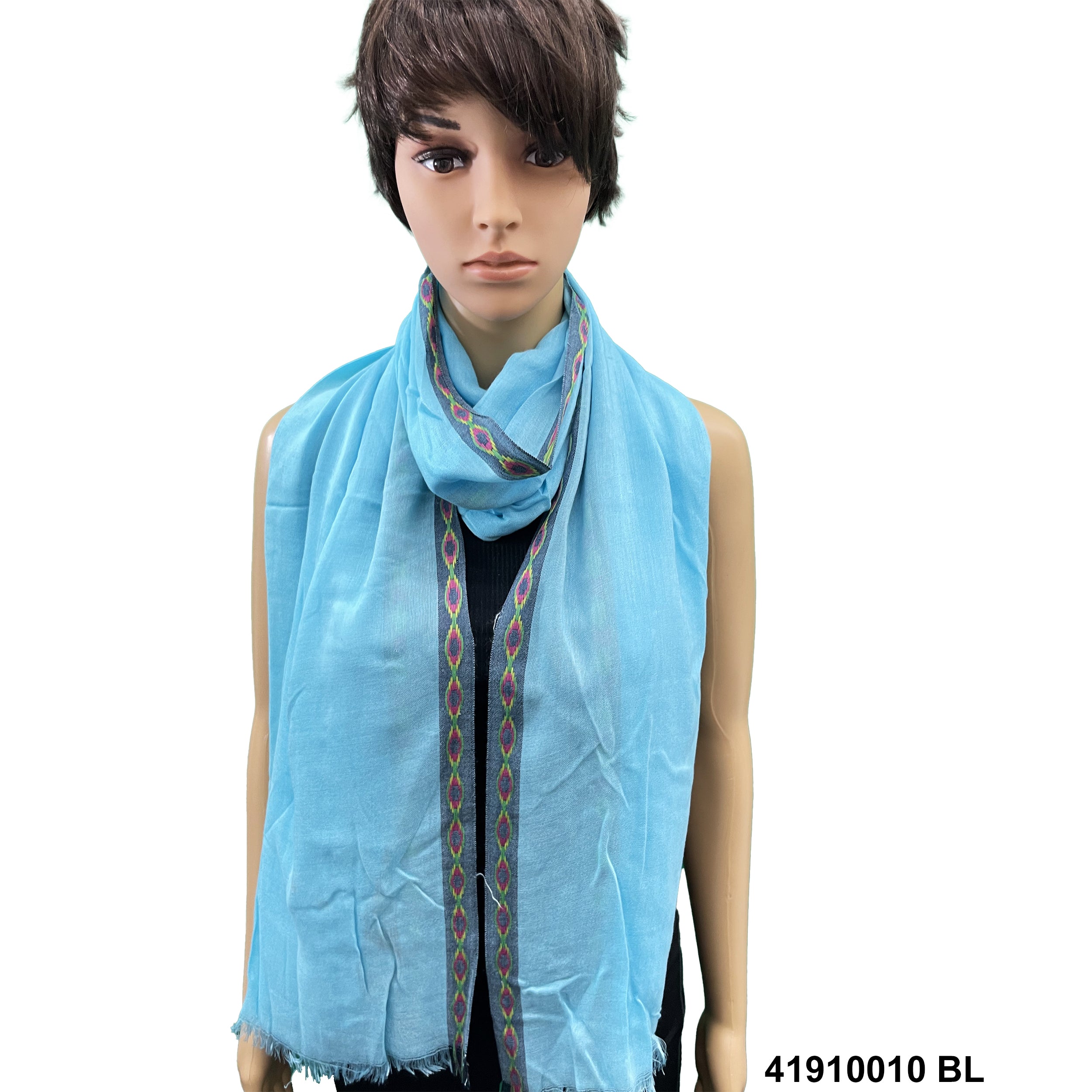 Polyester Colorful Border Print Scarf 41910010 BL