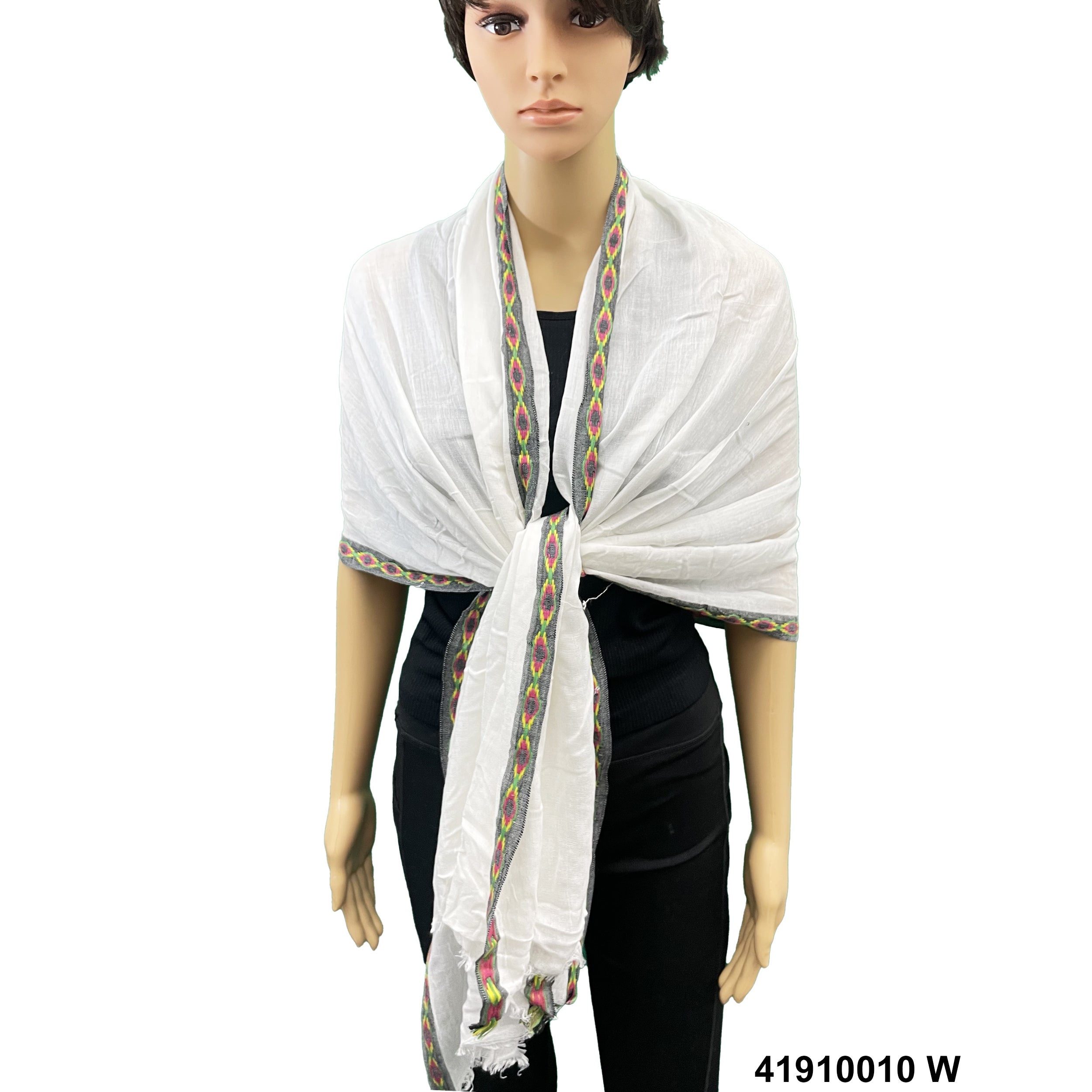 Polyester Colorful Border Print Scarf 41910010 W