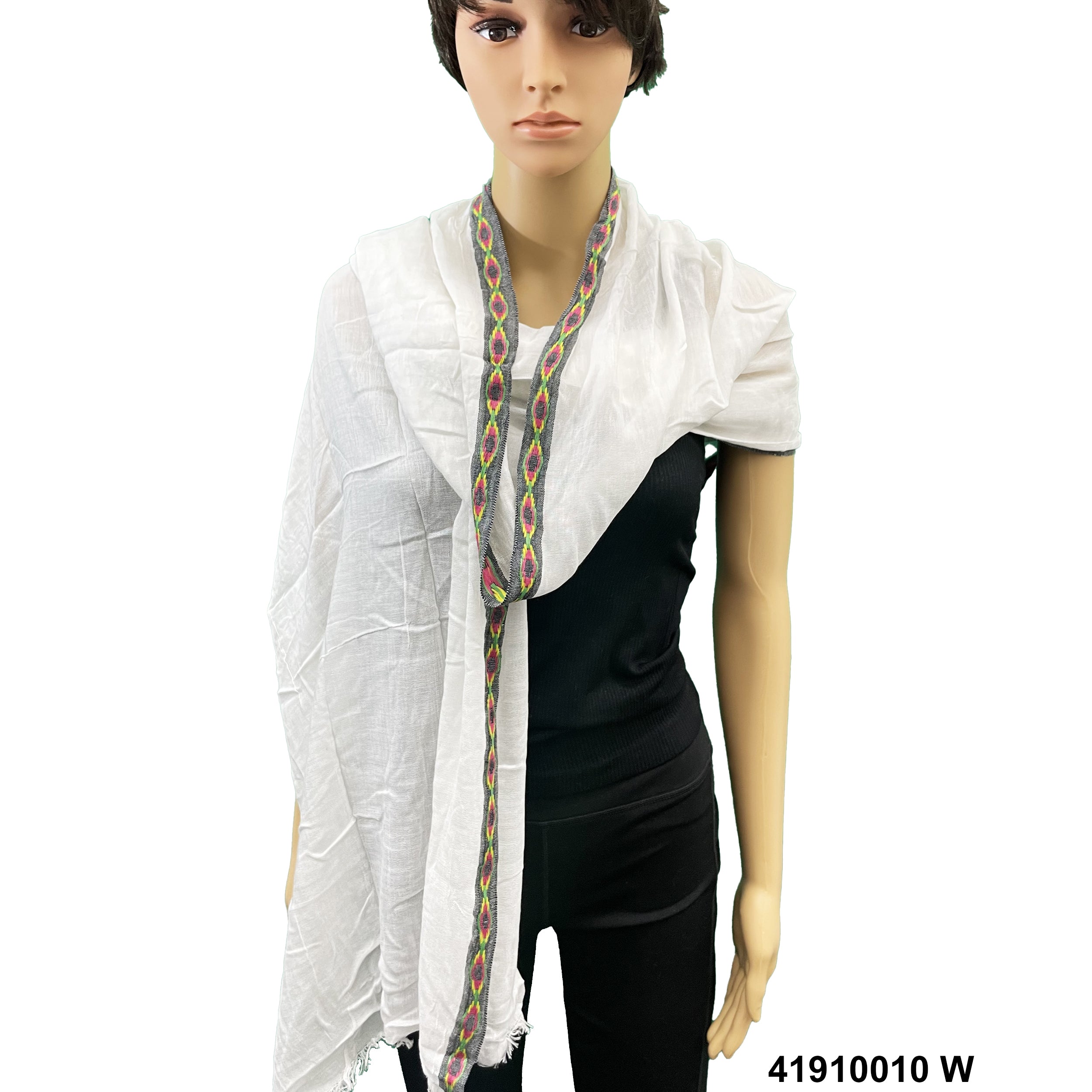 Polyester Colorful Border Print Scarf 41910010 W