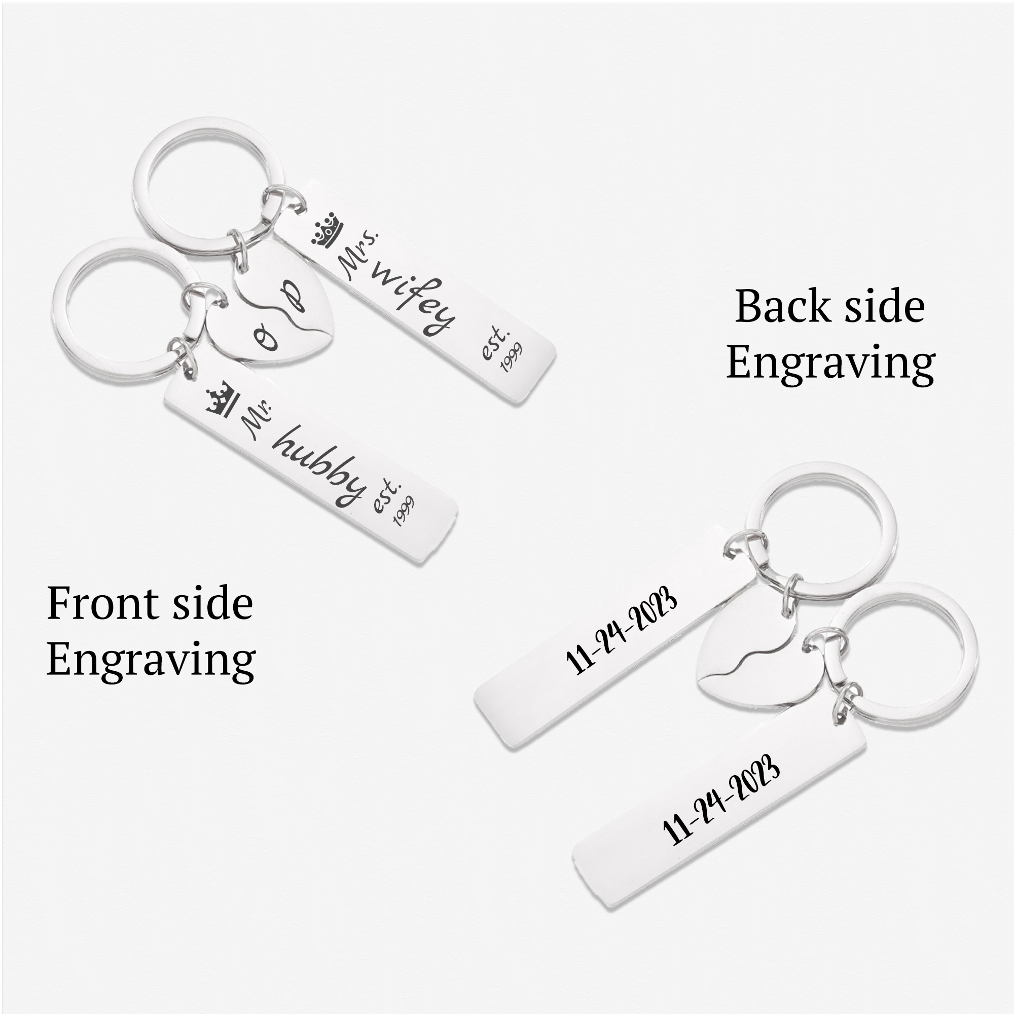 Personalised Bar wiith Half Heart Keychain KCK 7