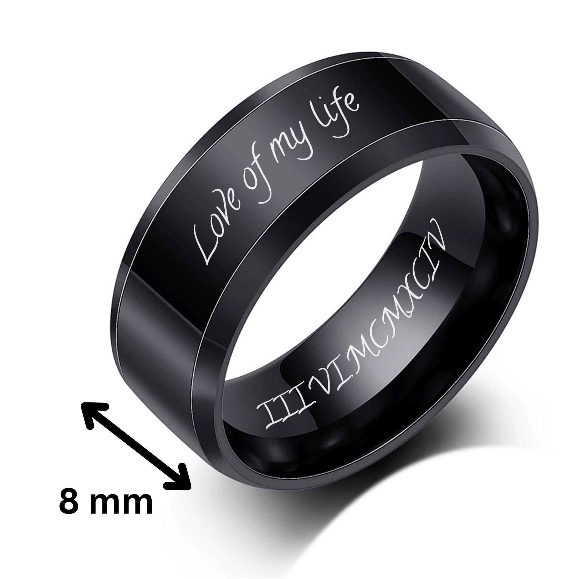 Personalised Name Band Ring 8MM KCLR 3