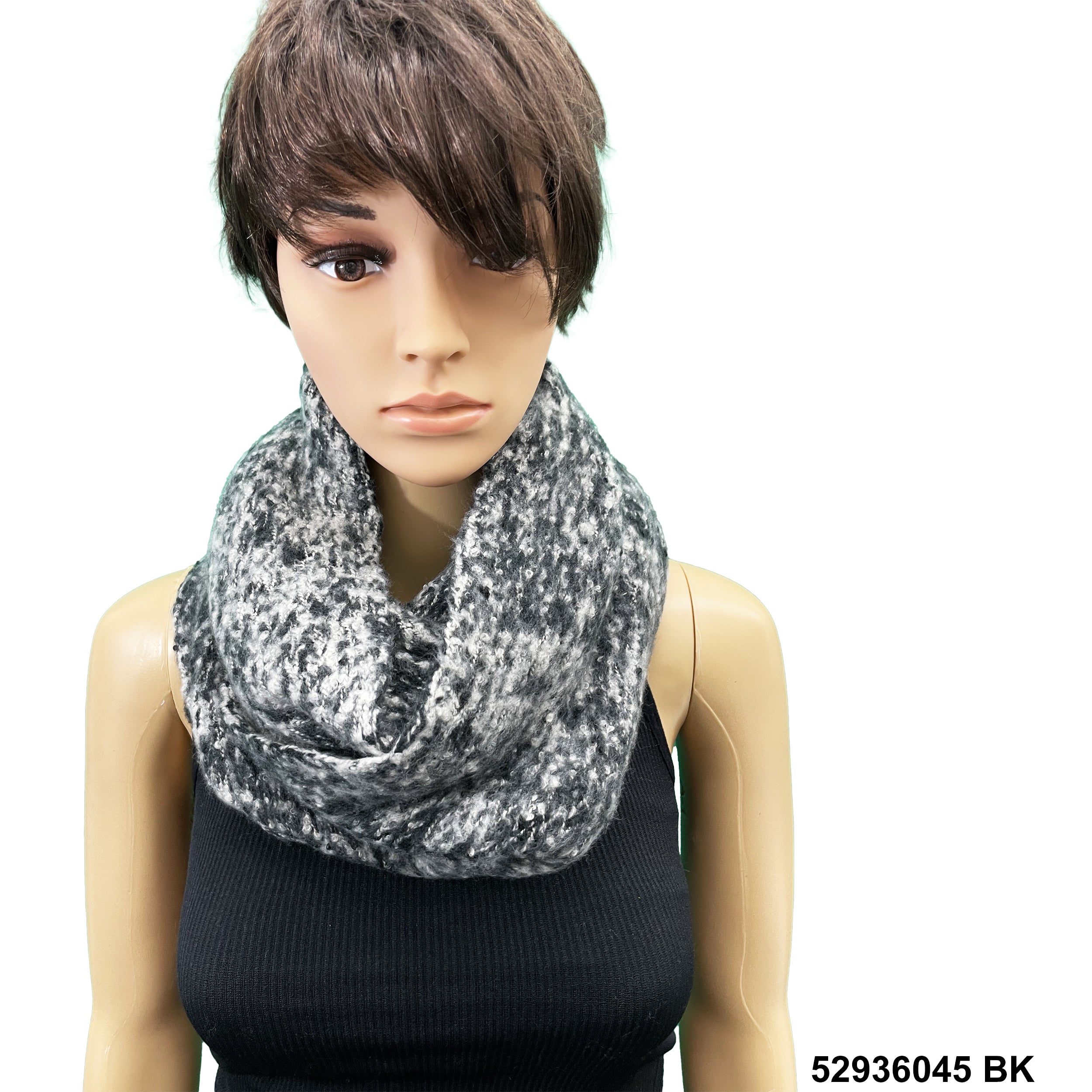 Wool Infinity Oatmeal Print Scarf 52936045 BK