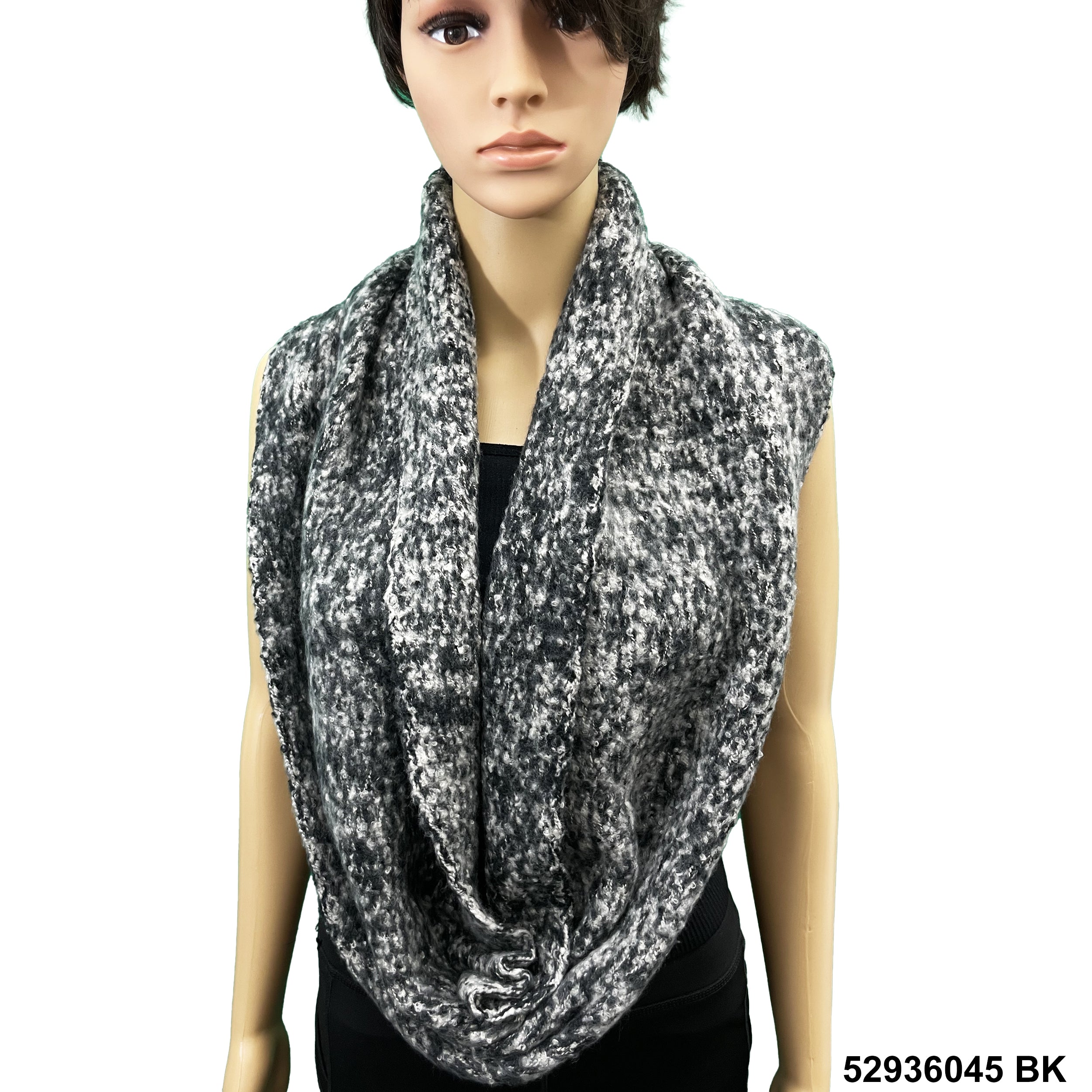 Wool Infinity Oatmeal Print Scarf 52936045 BK