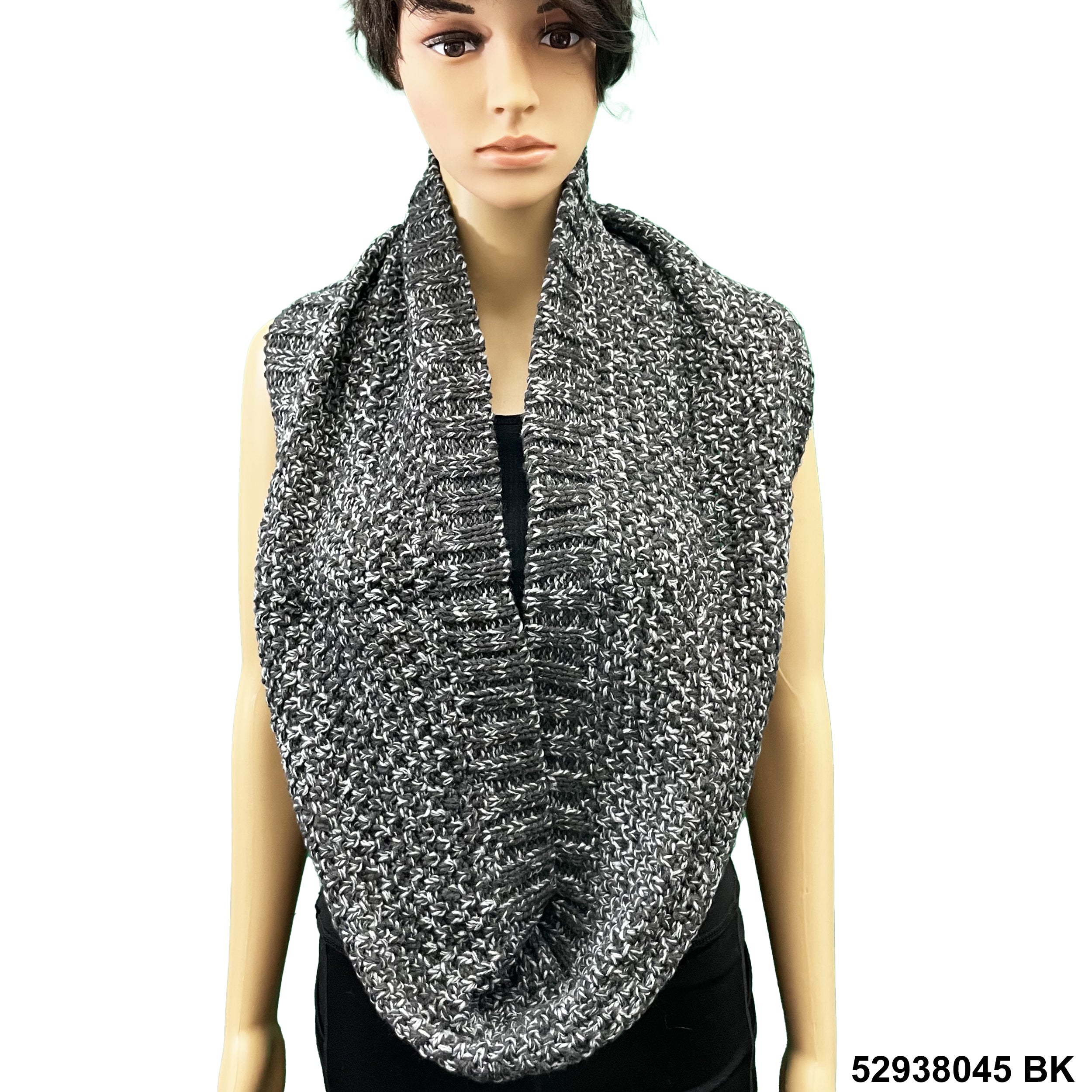 Wool Infinity Oatmeal Print Scarf 52938045 BK