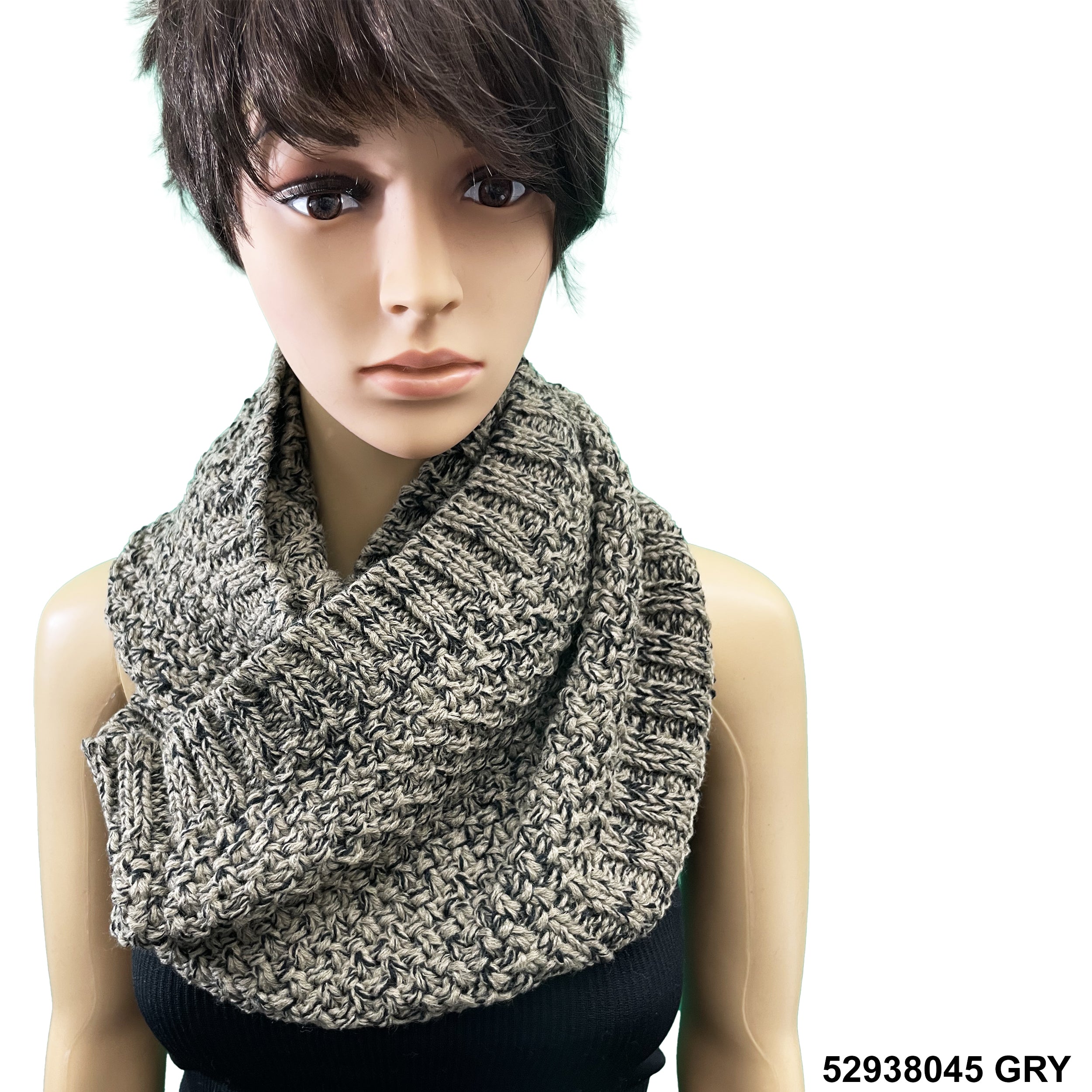 Wool Infinity Oatmeal Print Scarf 52938045 GRY