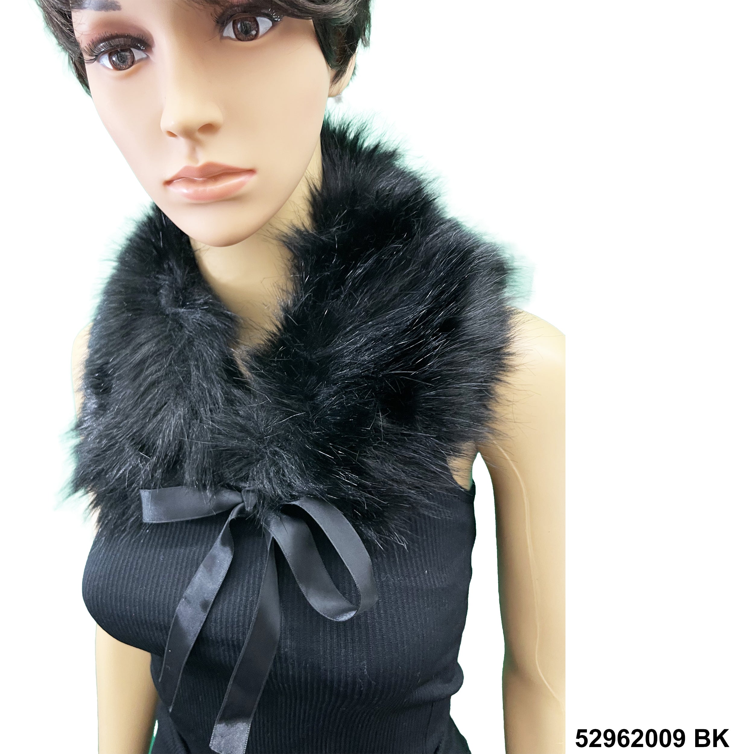 Faux fur bow tie shoulder warmer 52962009 BK
