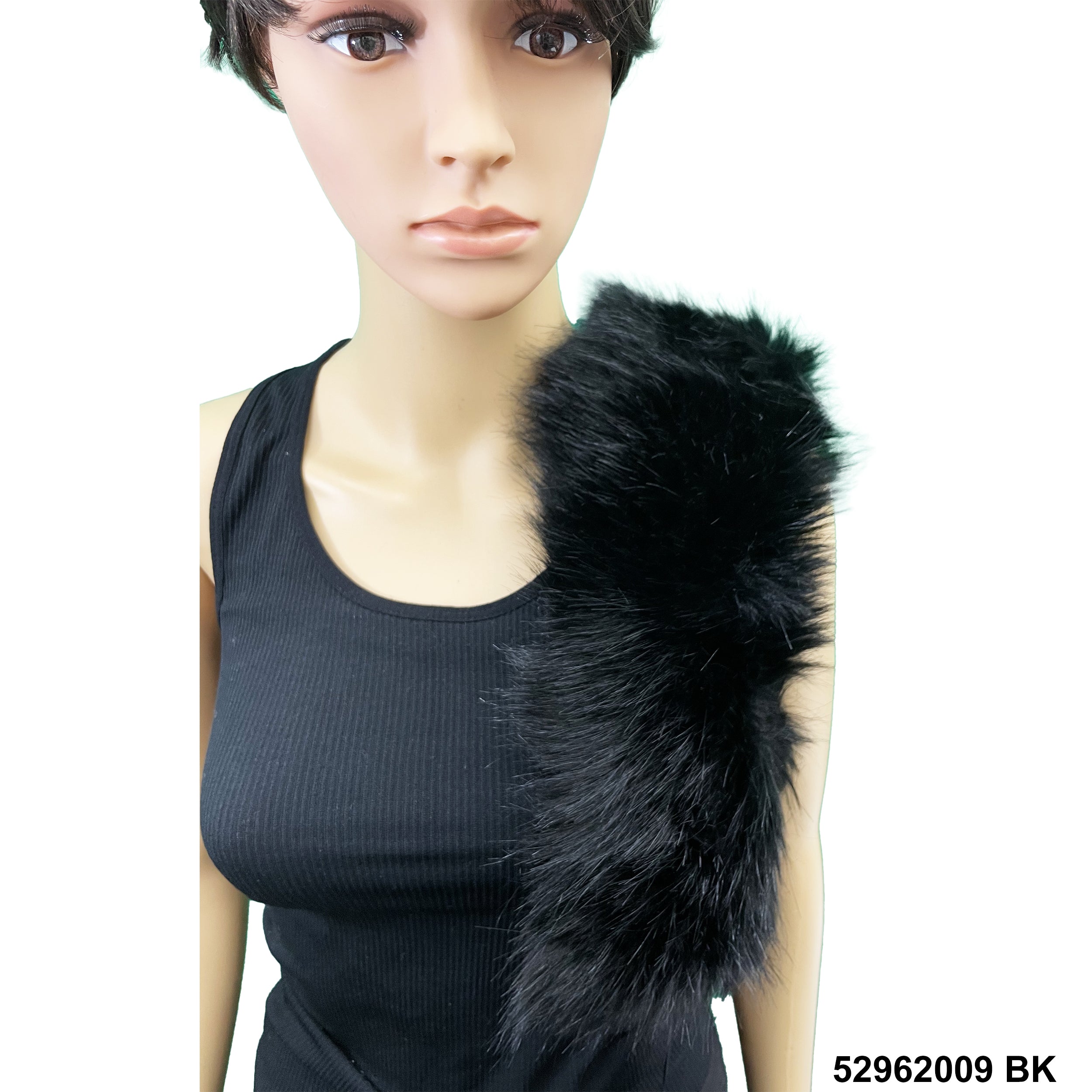 Faux fur bow tie shoulder warmer 52962009 BK