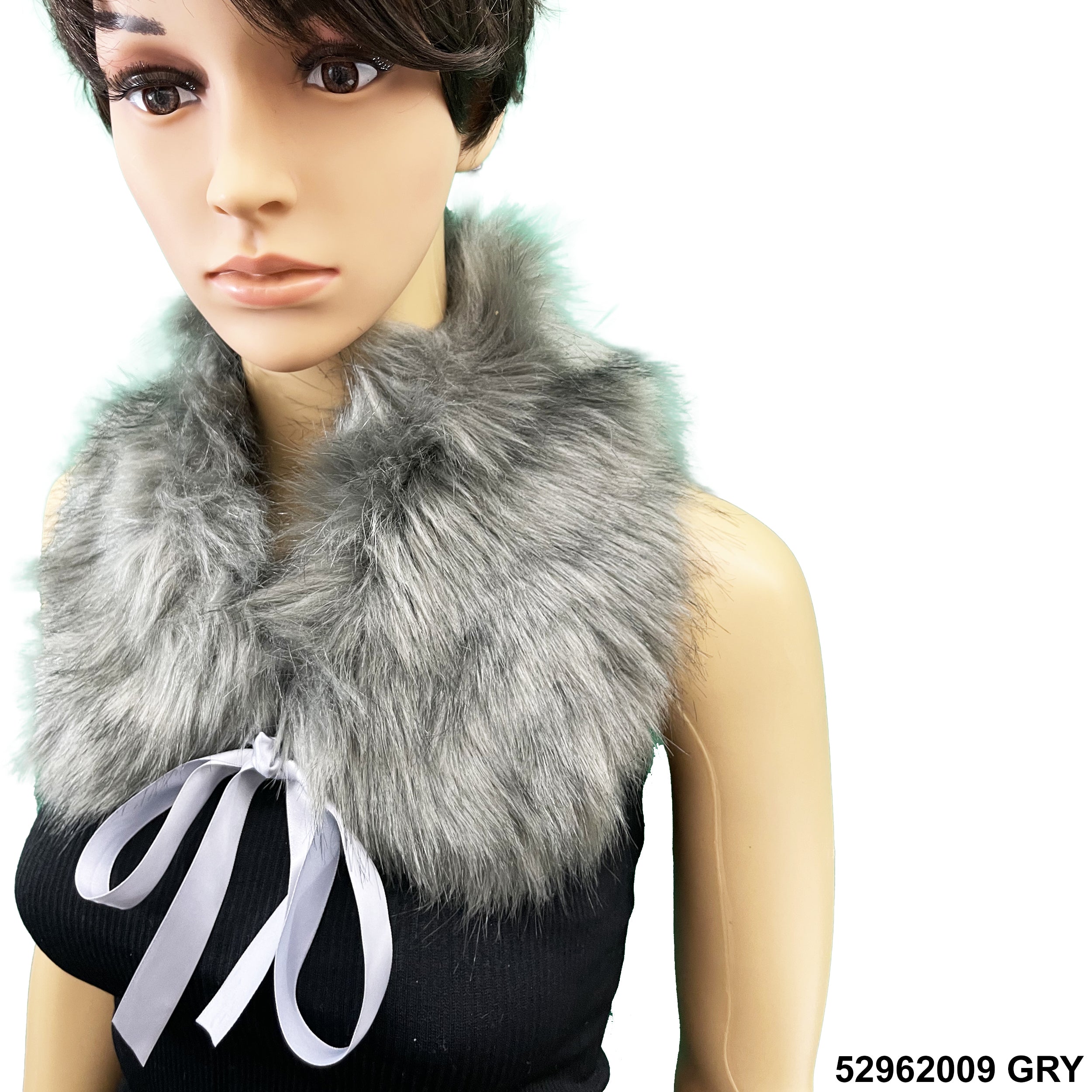 Faux fur bow tie shoulder warmer 52962009 GRY