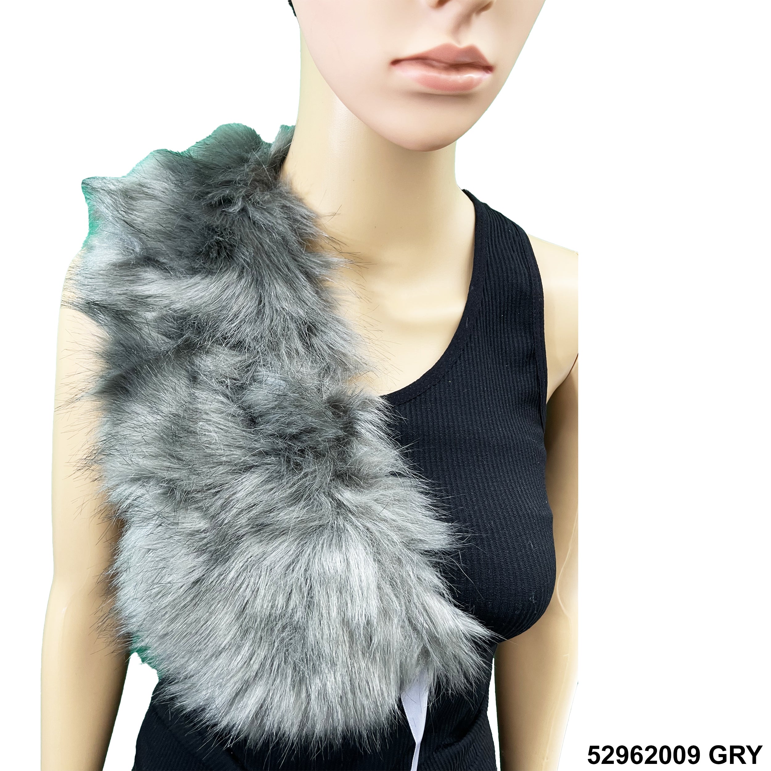 Faux fur bow tie shoulder warmer 52962009 GRY
