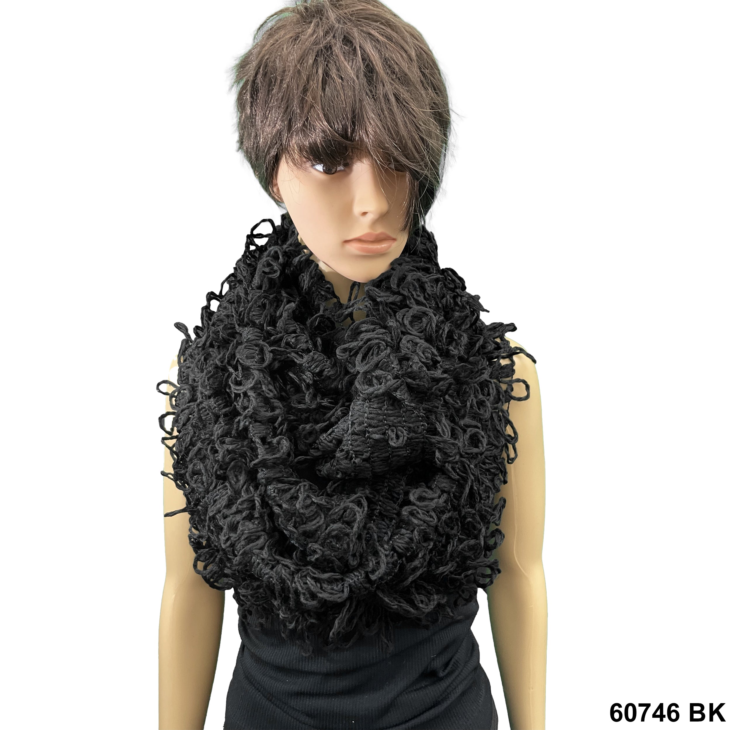 Infinity Fringed Loop Scarfs 60746 BK