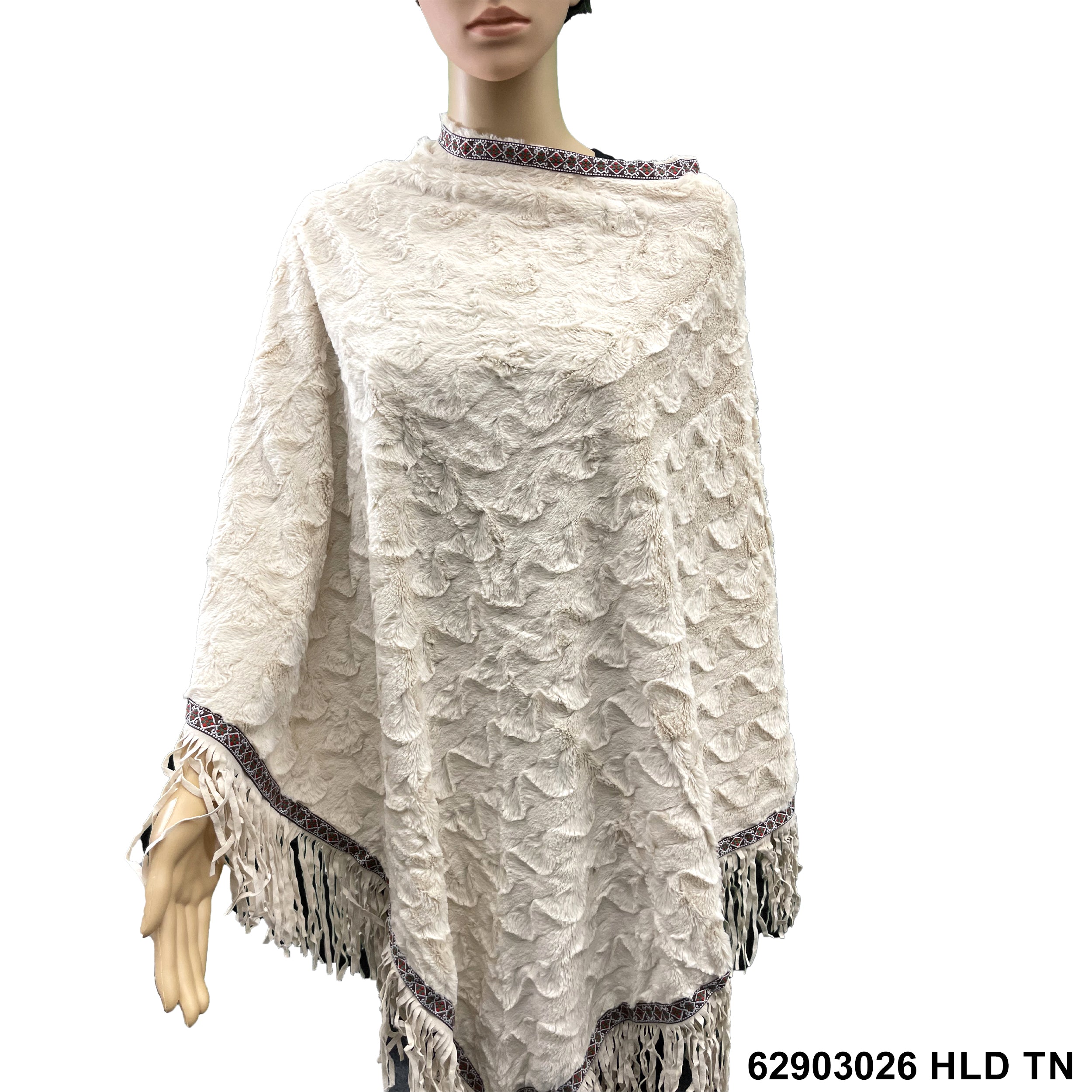 Fringed Faux Fur Ponchos 62903026 HLD TN