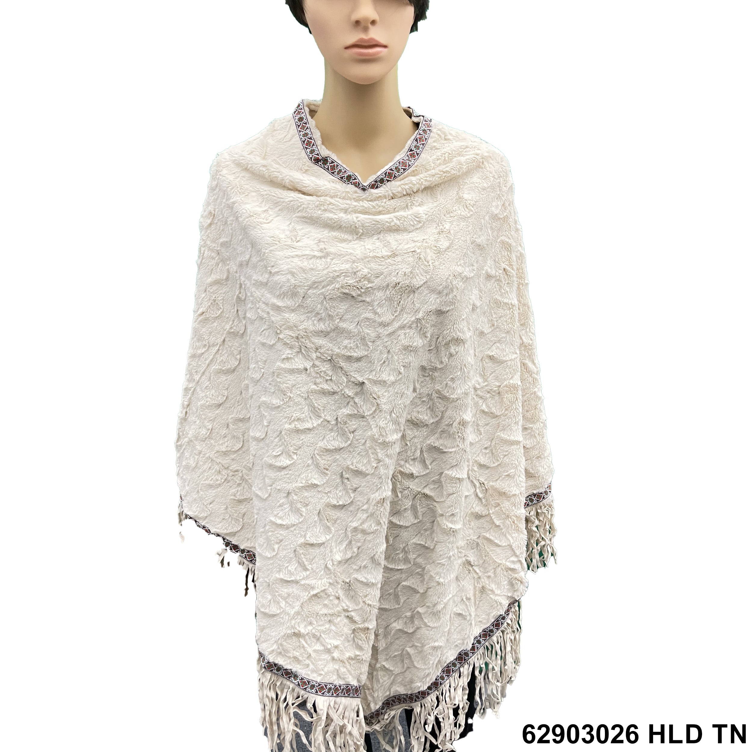 Fringed Faux Fur Ponchos 62903026 HLD TN