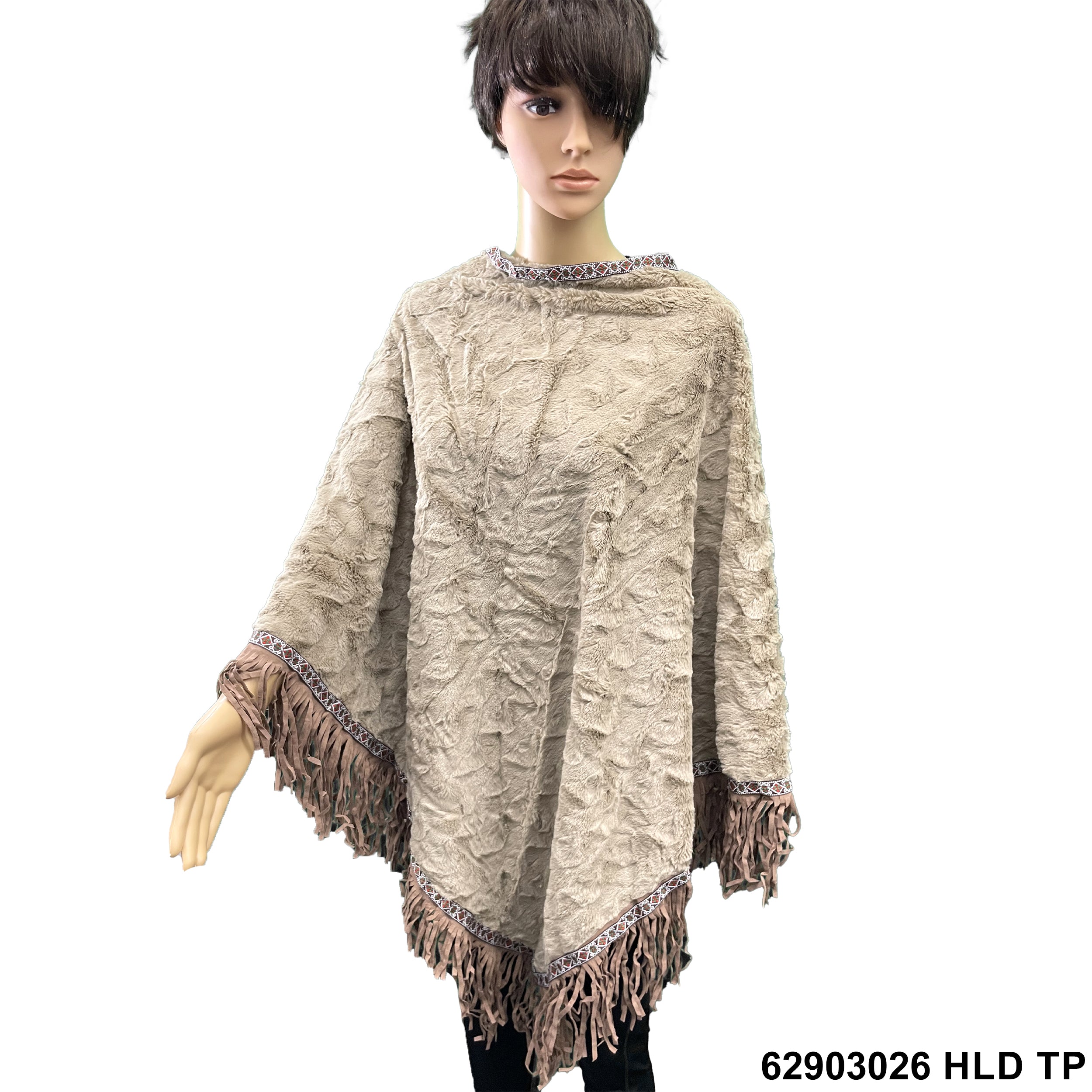 Fringed Faux Fur Ponchos 62903026 HLD TP