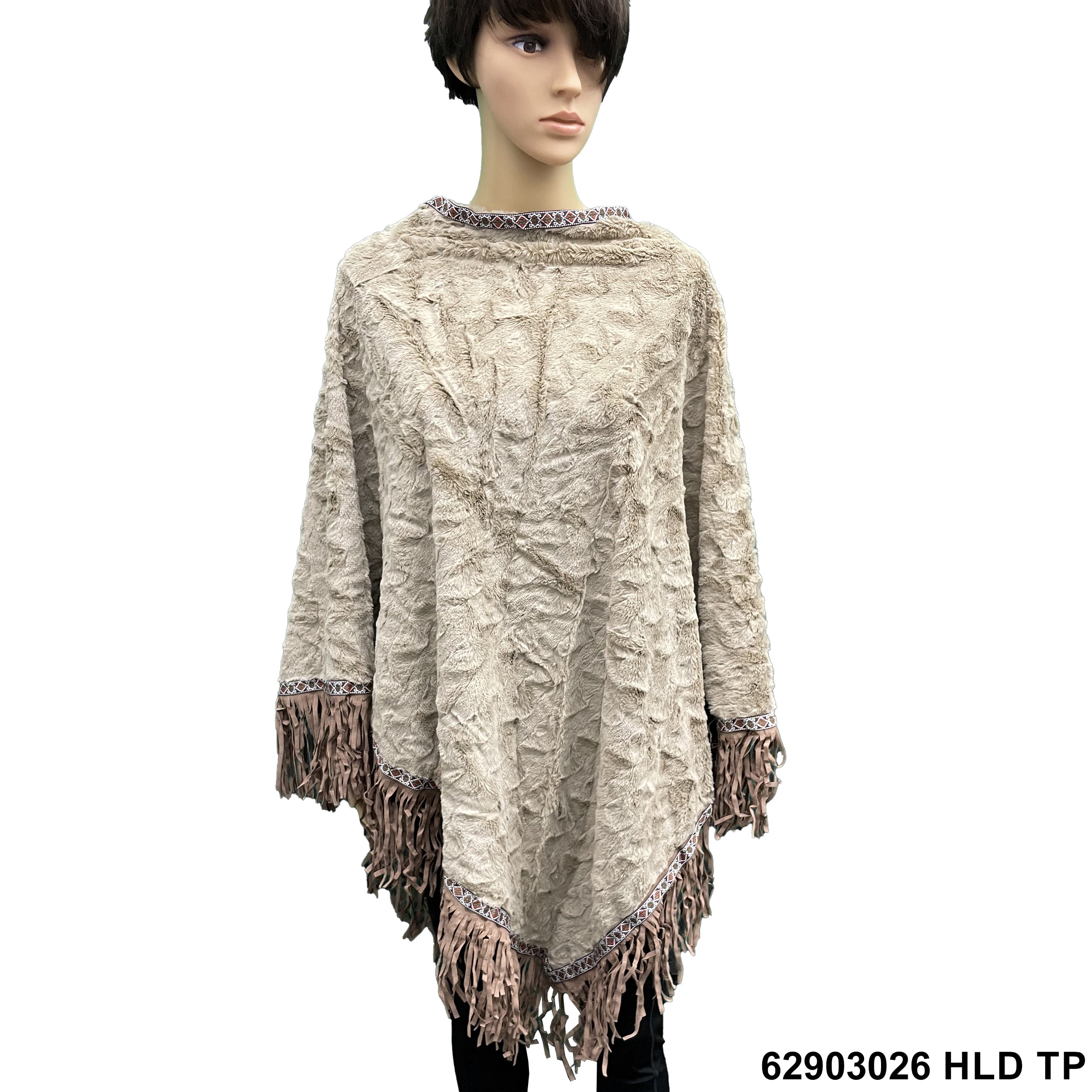 Fringed Faux Fur Ponchos 62903026 HLD TP