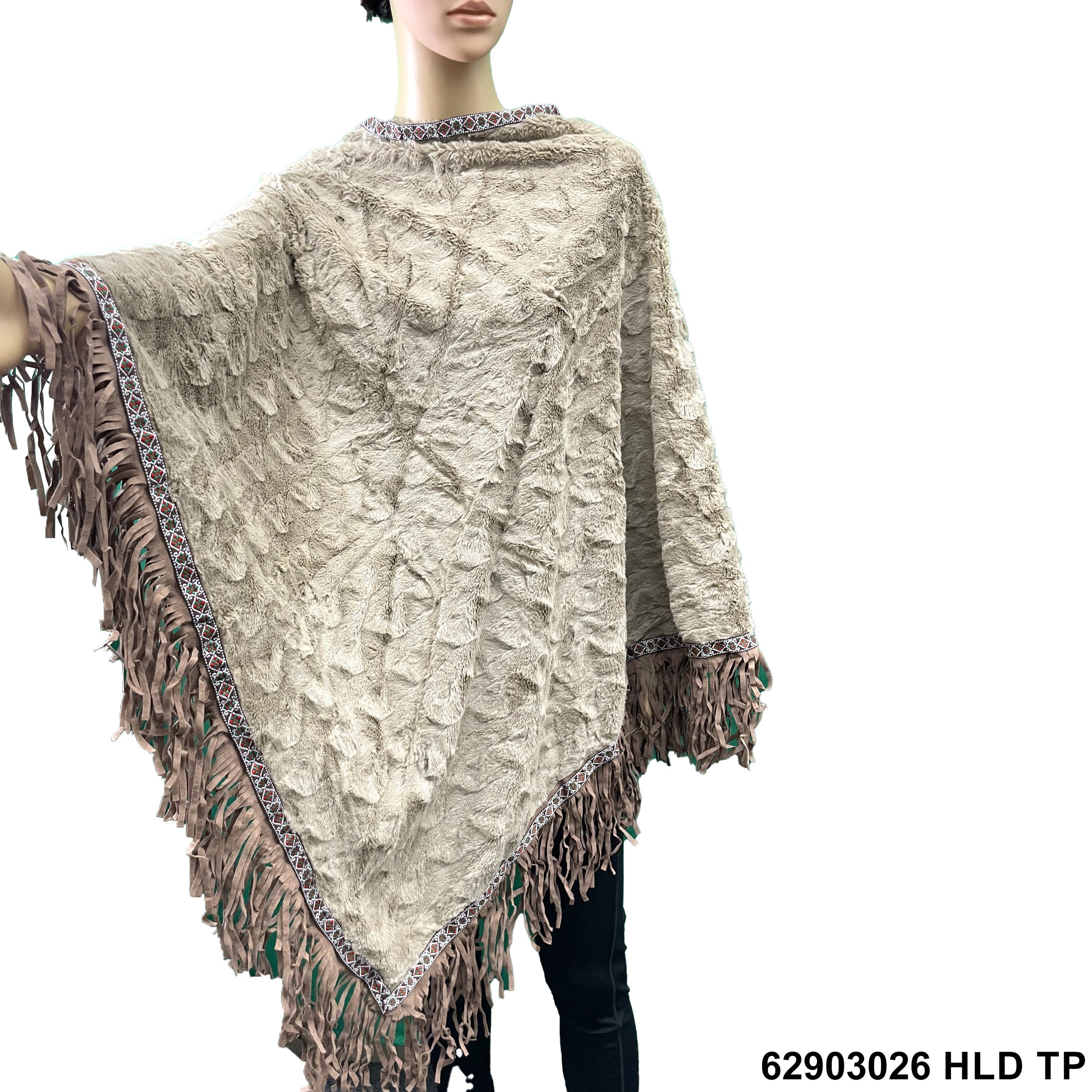 Fringed Faux Fur Ponchos 62903026 HLD TP