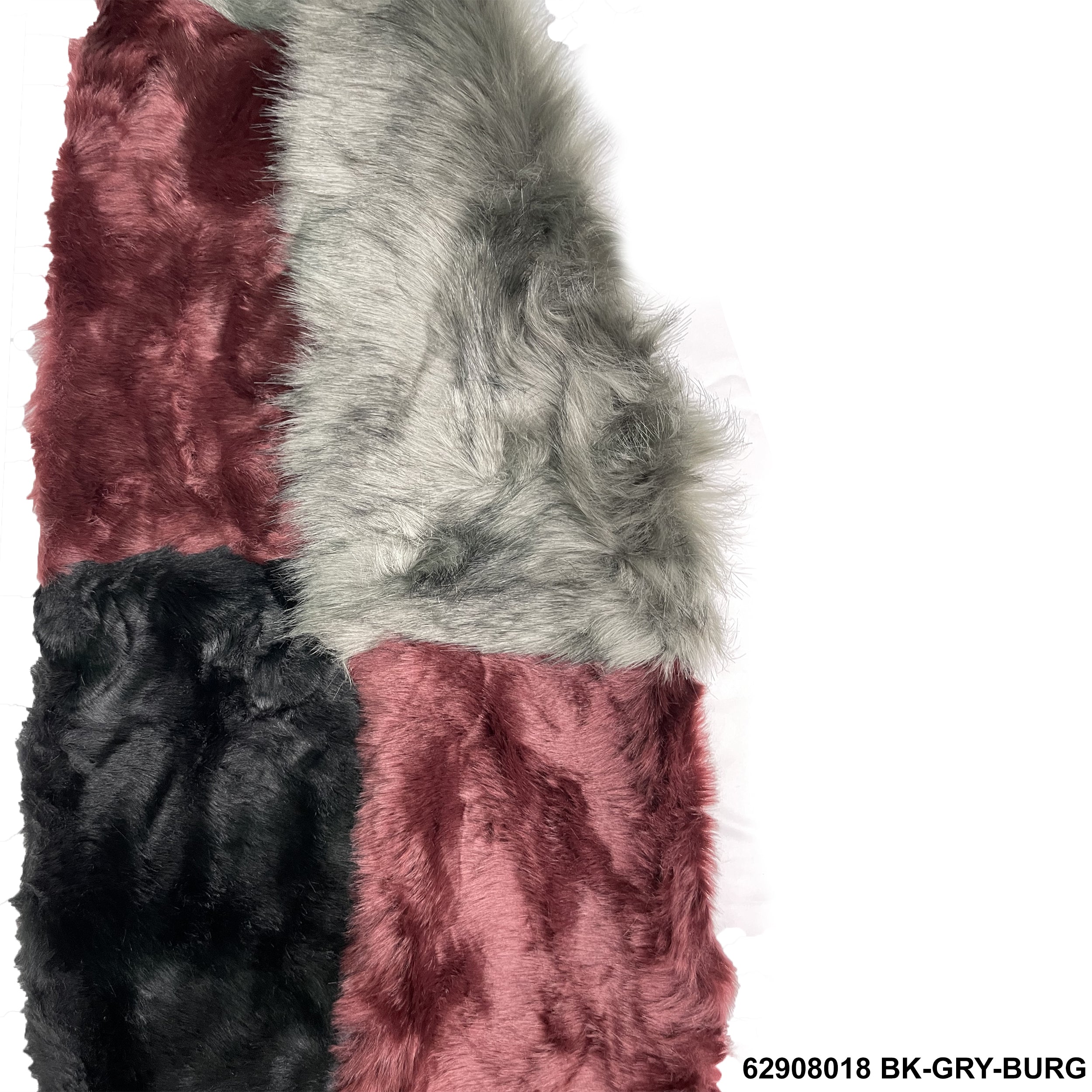 Furry Neck Warmer Scarf 62908018 BK-GRY-BURG