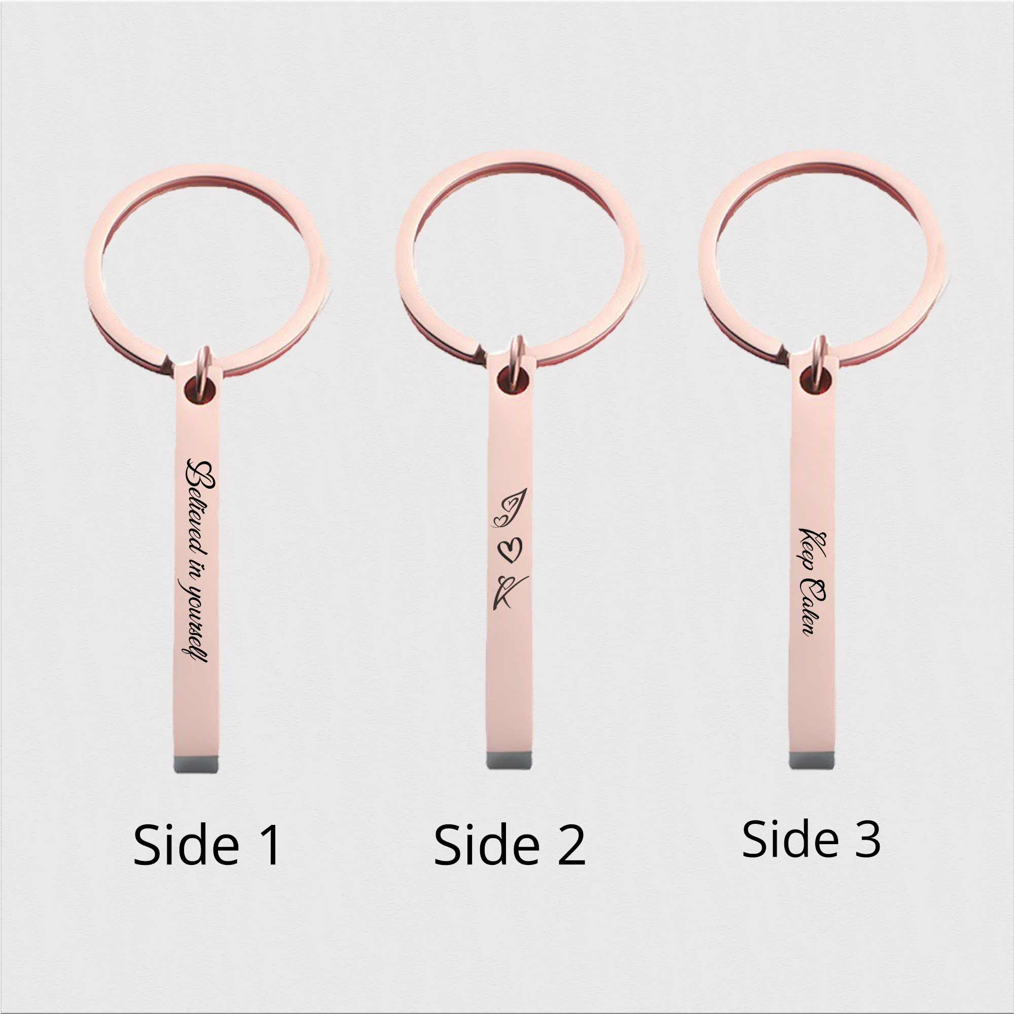 Custom Vertical Bar 4 Side Engraved Keychain KCK 12